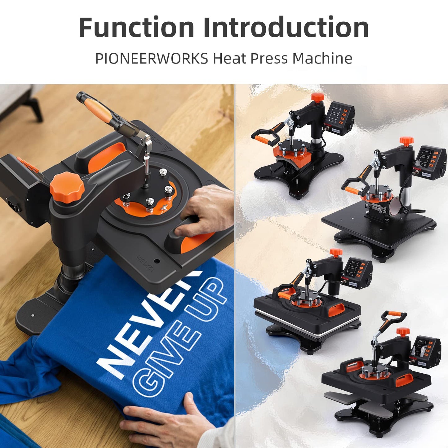 Heat Press Machine, 11-in-1 Heat Printing Machine, 12" X 15", Fast Heating,360 Degree Swing Away, Heat Transprint Machine with Various Accessories for Apparel and Bottle, Mug,Palate, Pillow and More