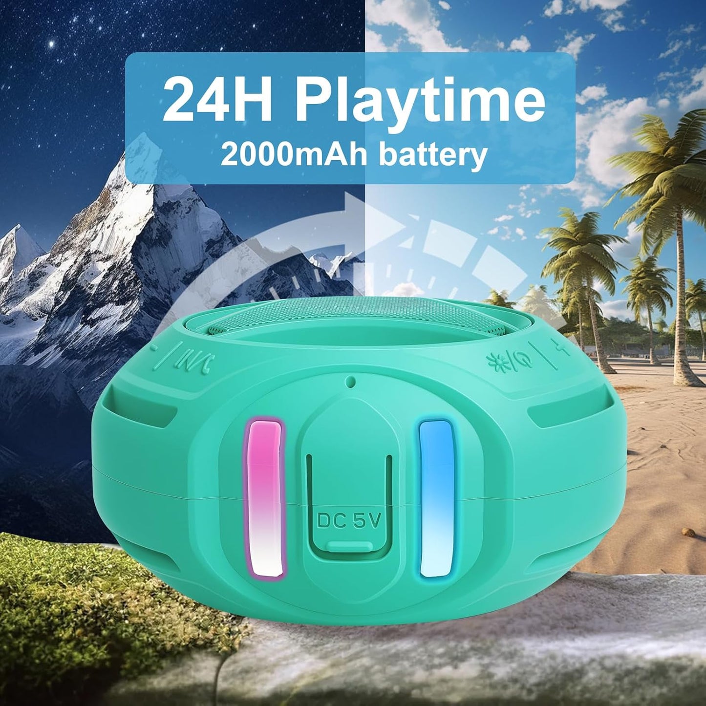 VANDVIBE IPX7 24H Portable Bluetooth Speaker, Waterproof Shower Speaker, Wireless Outdoor Speakers, Floating, Built