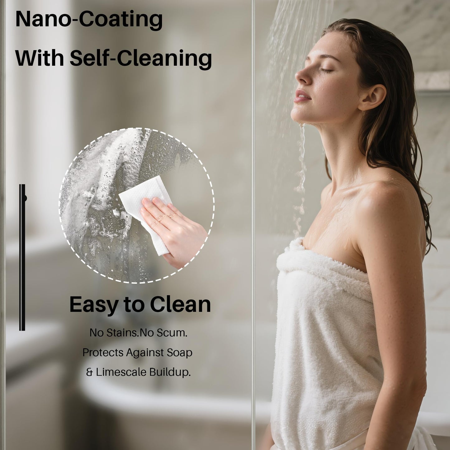 WinZo Frameless Shower Door 56-60 in W x 75 in H, Sliding Shower Door with 5/16"(8mm) Clear Tempered Glass Shower Door, Easy to Clean Bathroom, Silent Soft-Close Design, Brushed Nickel