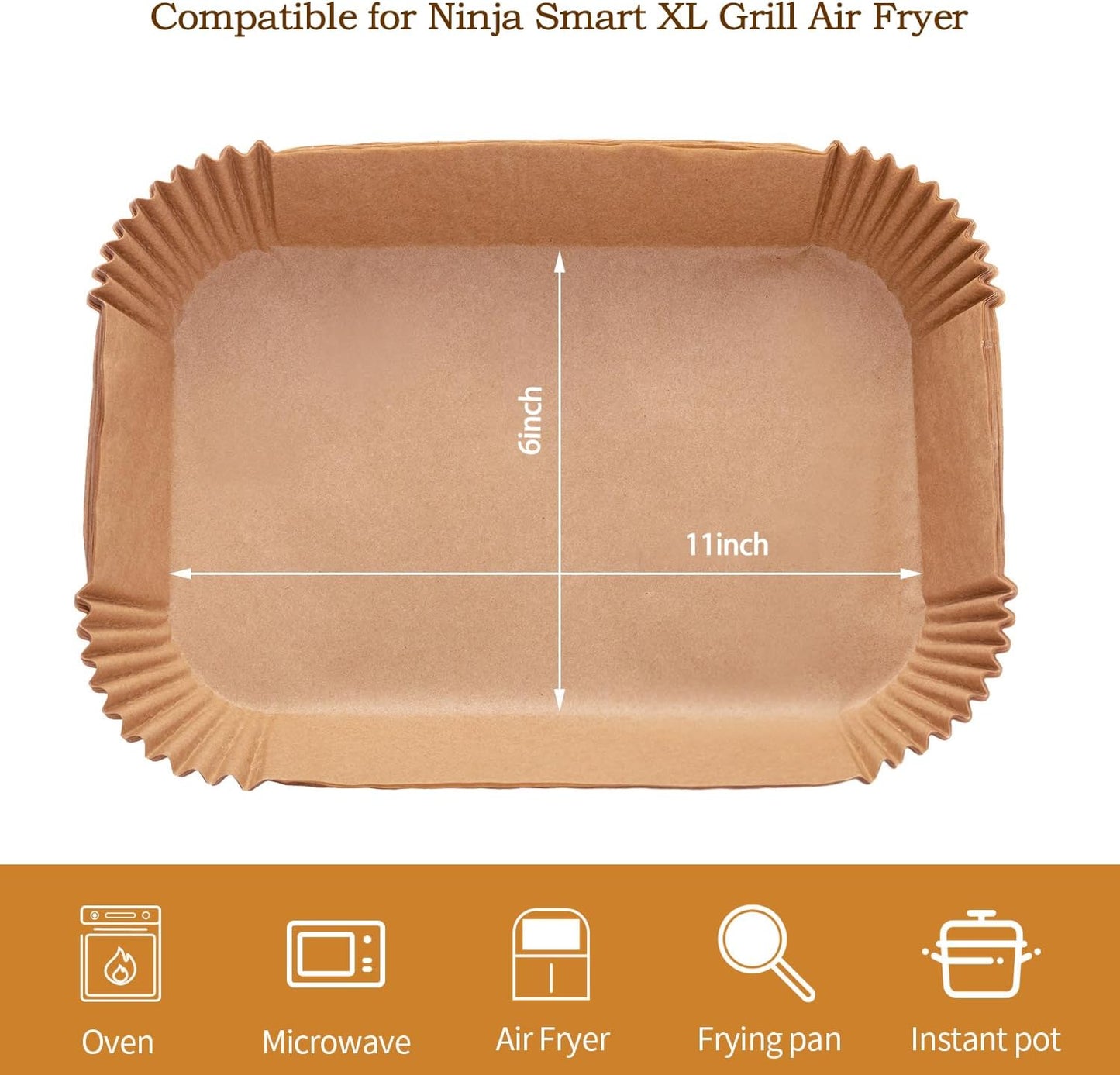 Ninja | Air Fryer Liners - 120 Pcs Disposable Parchment Paper for Smart XL & FG551 Grill - Rectangular