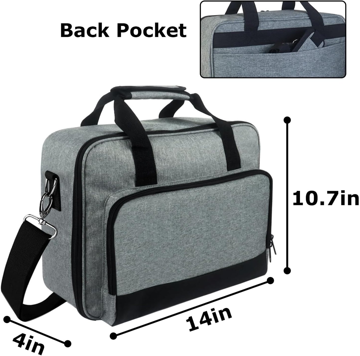 doksmeria Projector Carrying Case, Projector Bag with Accessories Storage Pockets & Adjustable Shoulder Straps
