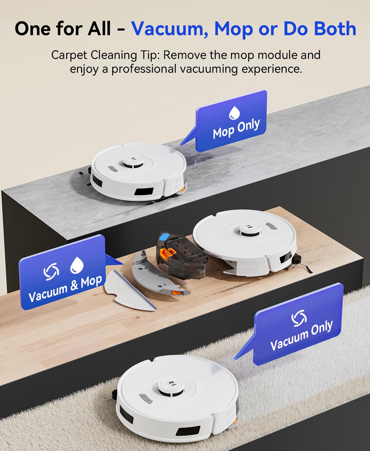 Redroad Robot Vacuum and Mop 20,000Pa Robot Vacuum Cleaner,120Day Self Emptying Vacuum Robot,Lidar Navigation,5G/2.4GWiFi APP Aspirateur Robot,Self-Charging Robot Vacuums for Pet,Floor,Carpet R11White