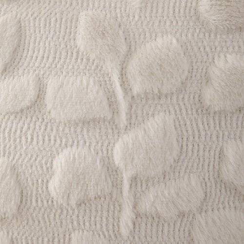 DFXSZ Spring Pillow Covers 18x18 inch Set of 2 Farmhouse Decor Cream White Eucalyptus Leaves Soft Plush Faux Fur Jacquard Spring Summer Throw Pillows for Bedroom Sofa Home Decor PTK023A18
