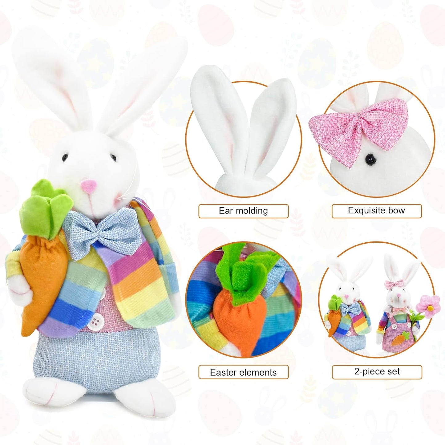 Skiennix Easter Bunny Decorations - Handcrafted Rabbit Ornaments for Home & Party Displays | 2PCS Set