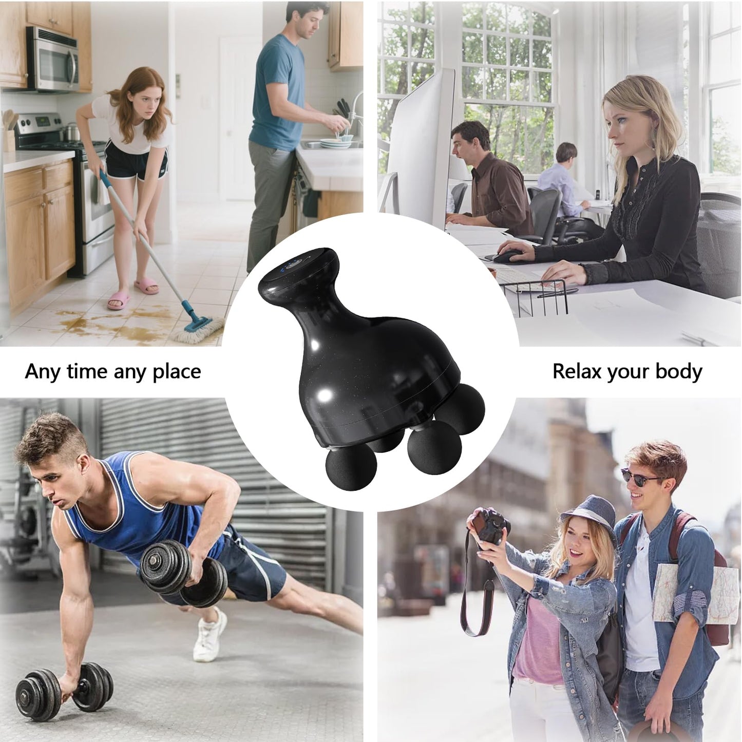 DEITY 4 Heads Handheld Massage Gun Deep Tissue, Electric Body Massager, Percussion Muscle Massager for Easing Shoulder and Back Tension, with Reverse Thrust Function