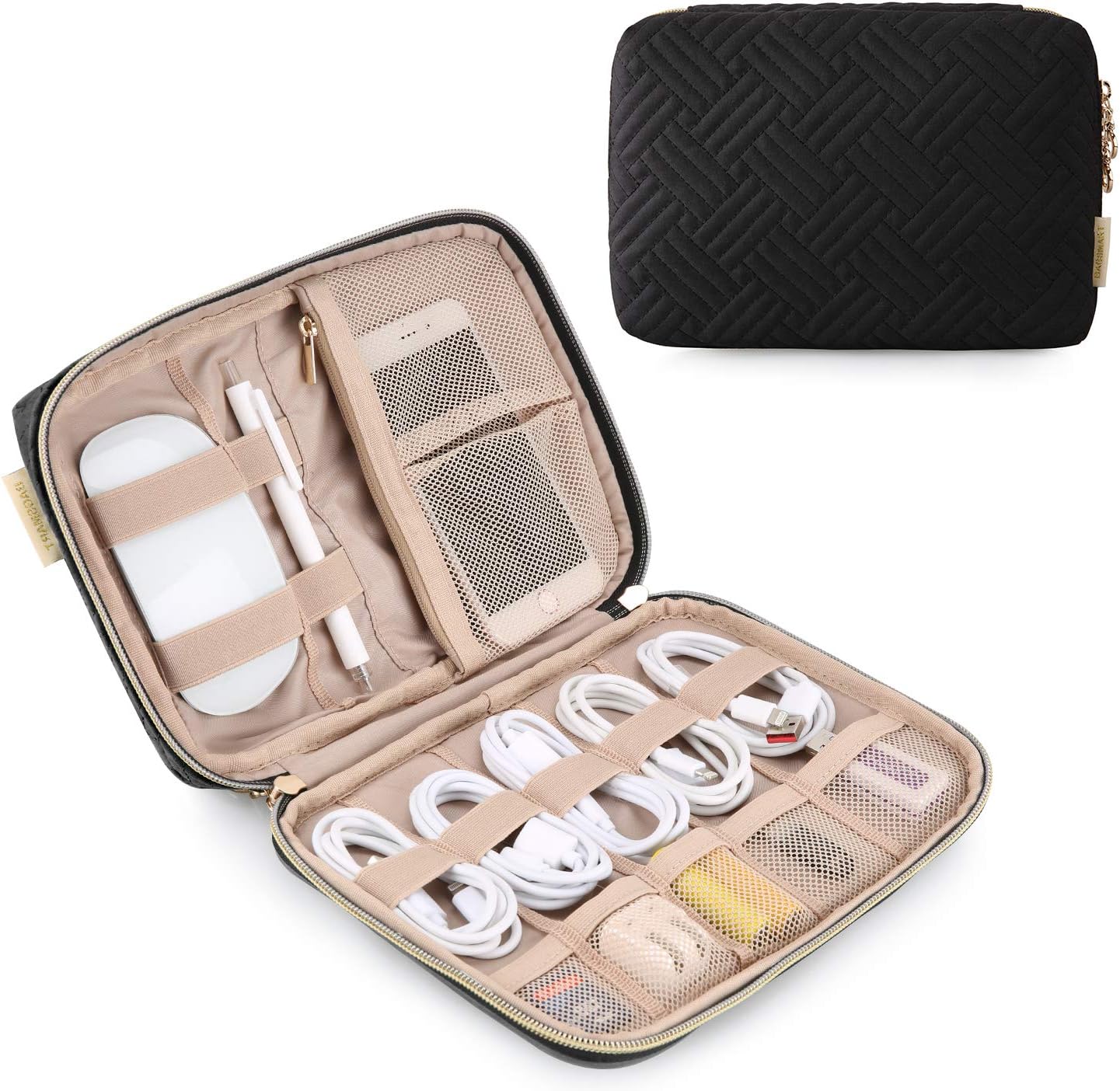 BAGSMART Tech Travel Organizer - Cord & Cable Case in Women's Black