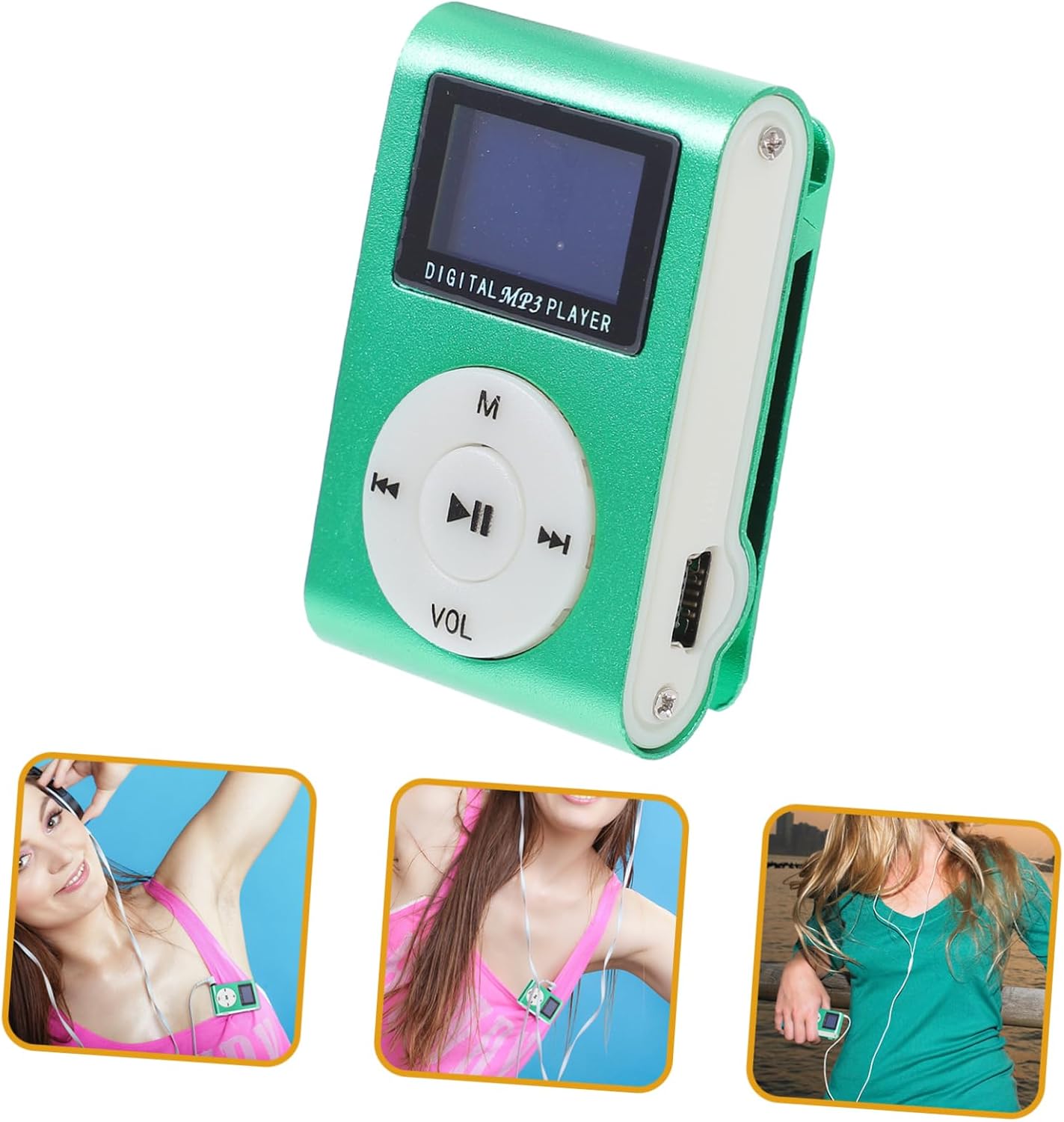 FELTECHELECTR 32gb Mini USB Aluminum Player LCD Screen Micro Card Slot Stylish Compact Design Portable Music Player