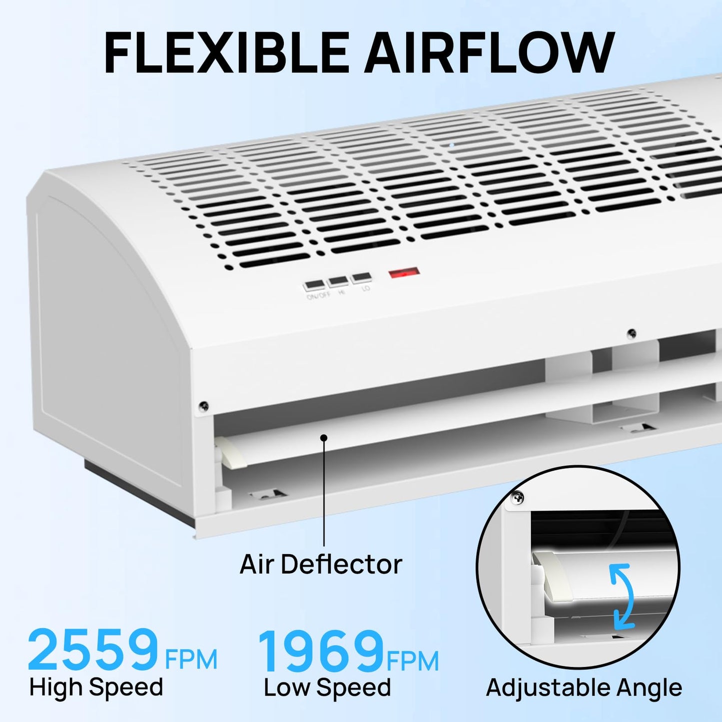 TURBRO 48-Inch Air Curtain Fan, Wall-Mounted Commercial Air Door with Magnetic Switch, 1530 CFM, Heavy-Duty Indoor Over Door Fan for Energy Efficiency, Dust, and Insect Control