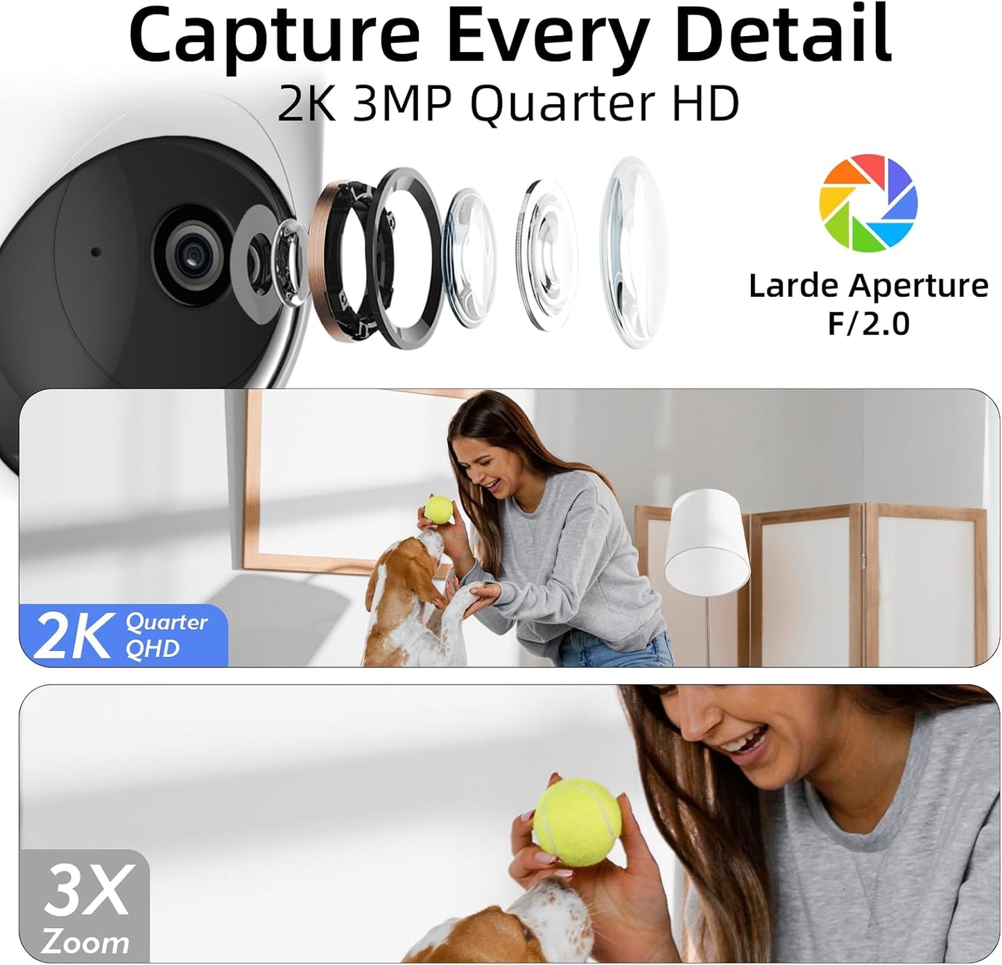 Rraycom 4Pack 2K 5G/2.4 360-Degree 24/7 Security Camera Indoor GHz Wi-Fi, Baby Monitor Pet/Dog Camera for Home