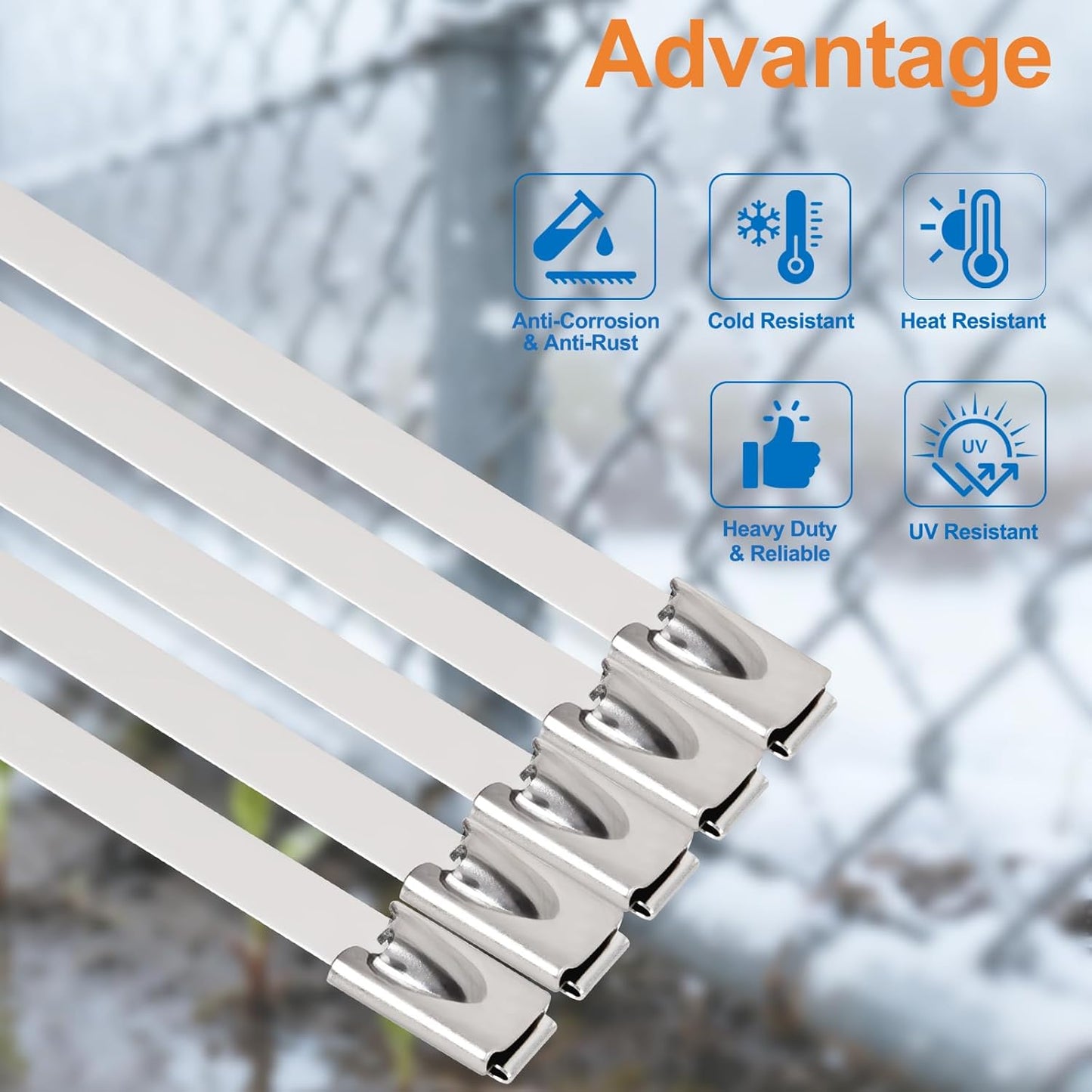 KiyHemo 110PCS 11.8IN +7.8IN 2026 Metal Zip Ties, Stainless Steel Zip Ties Heavy Duty for Outdoor, Heat Resistant Cable