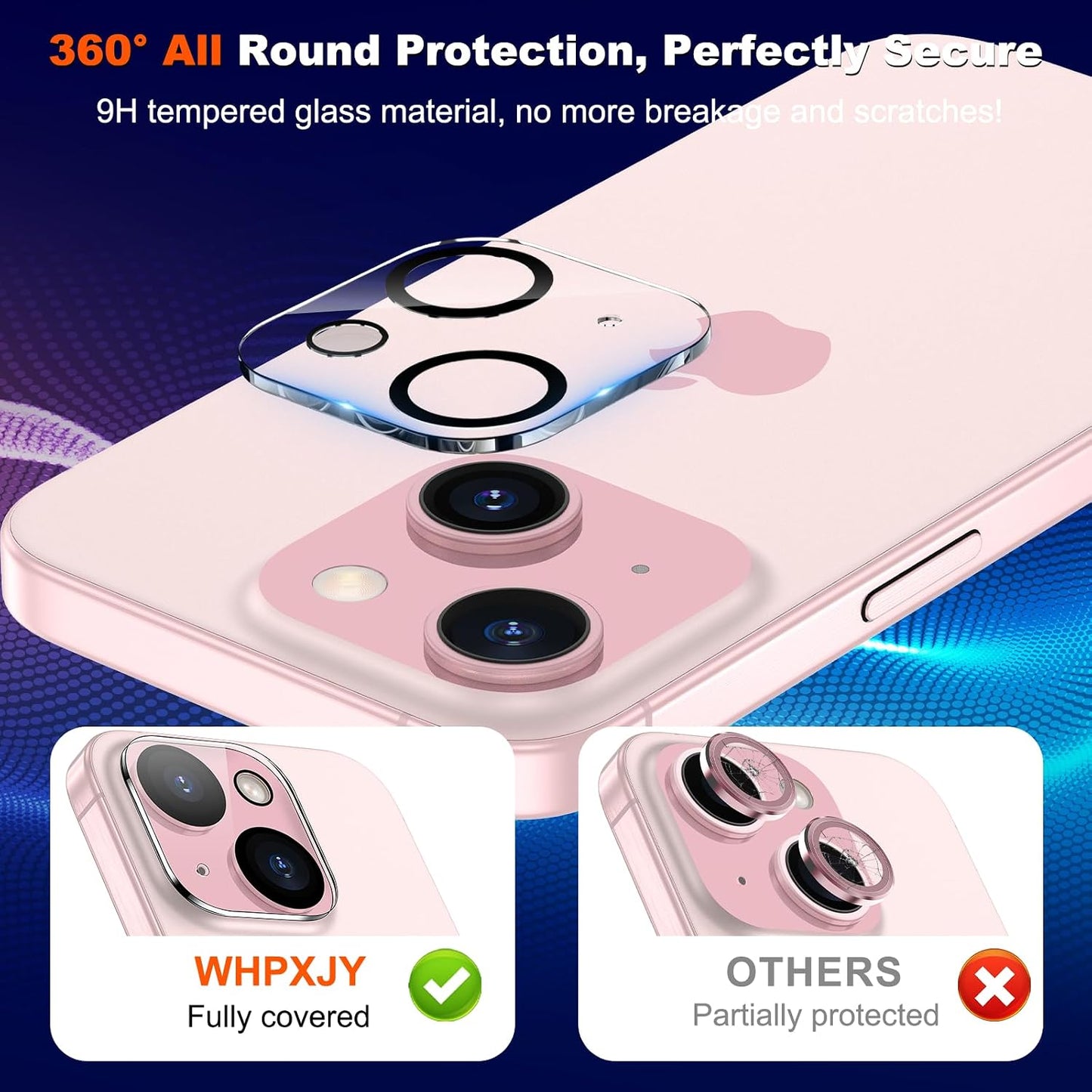 [3 Pack] 15/15 WHPXJY for Camera Lens Protector for iPhone Plus Ultra HD Tempered Glass Camera Protector, Anti Scratch