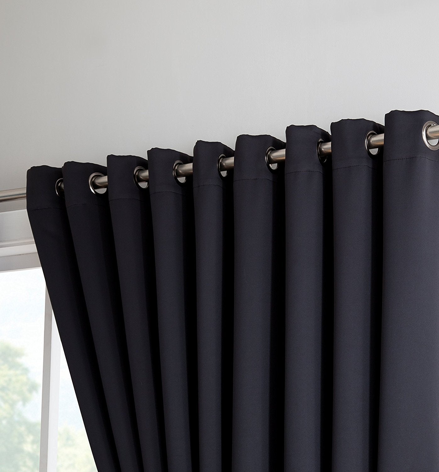 Warm Home Designs Extra Large 2 Black Wall to Wall Curtains 108" x 99" Each with 2 Matching Tie-Backs. Total Width is 216 Inches (18 feet). Great as Room Dividers or Partitions. N Black Wall 99"