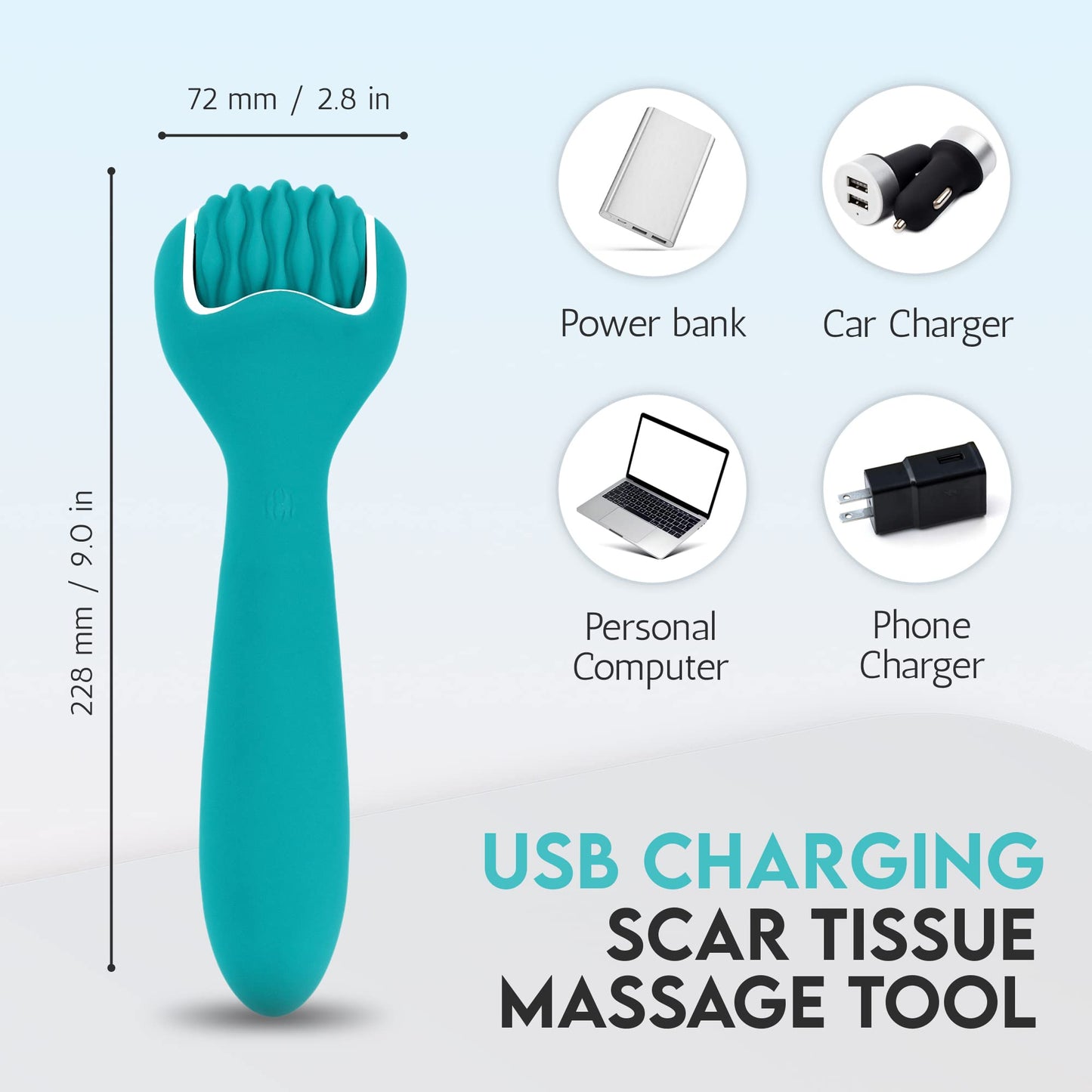 scarroller Scar Tissue Massager for Post-Surgery Recovery, Silicone Ice Massage for Post-Surgery Incision Swelling and Soreness, Joint Roller for Improved Range of Motion and Flexibility. Teal