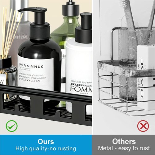 ELLO&ALLO Shower Caddy | Rustproof Stainless Steel Adhesive Shelves - Large Capacity, No Drilling, 2 Pack