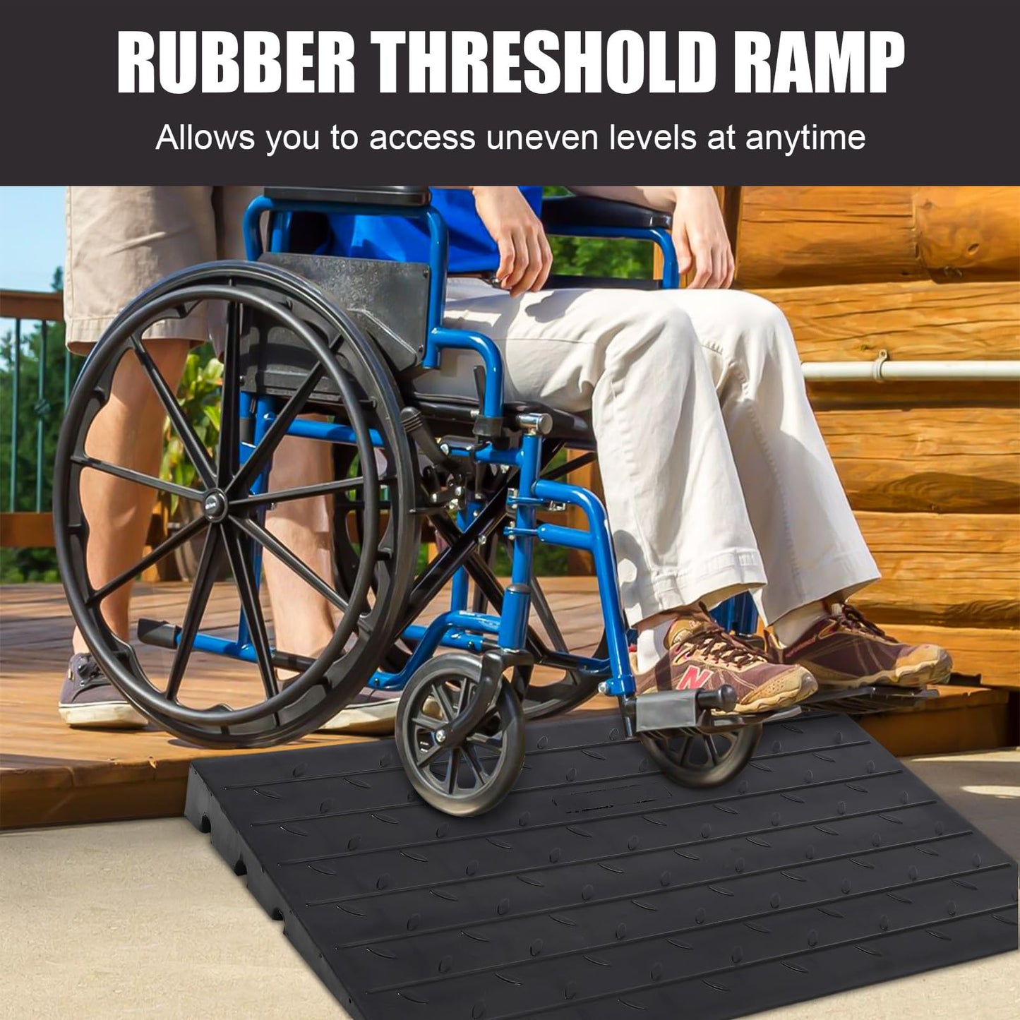 Towallmark Rubber Threshold Ramp, 3'' Rise Portable Wheelchair Ramp for Home Steps, 2500LBS Capacity Curb Ramp Handicap Ramps for Wheelchairs Driveway Mobility Scooters with 3 Channels Cord Cover