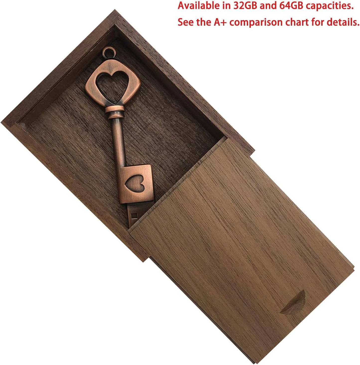 EZITSOL 64GB 3.0 100MB/S USB Wedding USB Flash Drive with Wooden gift Box, High Speed Up to Keychain exFat Thumb Drive