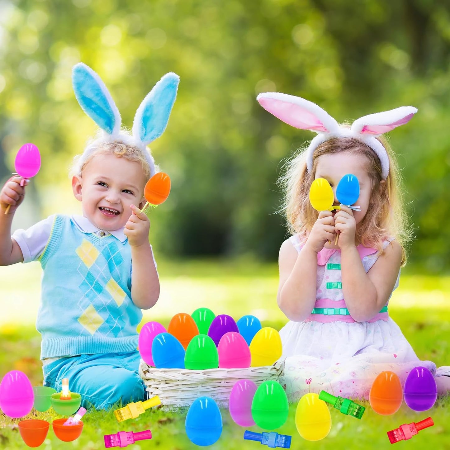 Skiennix 24 Pack Easter Eggs - LED Light Up Toys for Glow In The Dark Fun | Non-Candy Gifts & Party Favors