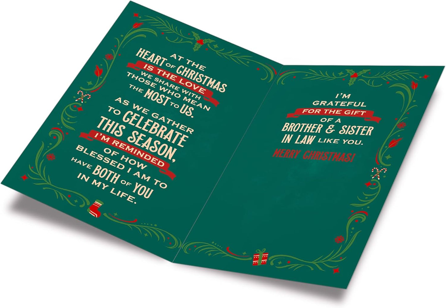 Prime Greetings Christmas Card for Brother and Sister-In-Law - Eco-Friendly Thick Card Stock, 5in x 7.75in