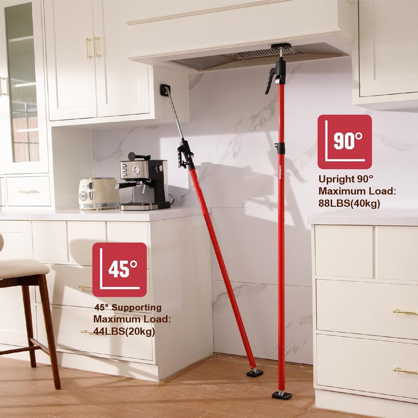 Cabinet Jacks for Installing Cabinets Heavy Duty Third Hand Support Pole Drywall Lift Premium Dust Barrier Poles Telescopic Adjustable 4-Pack