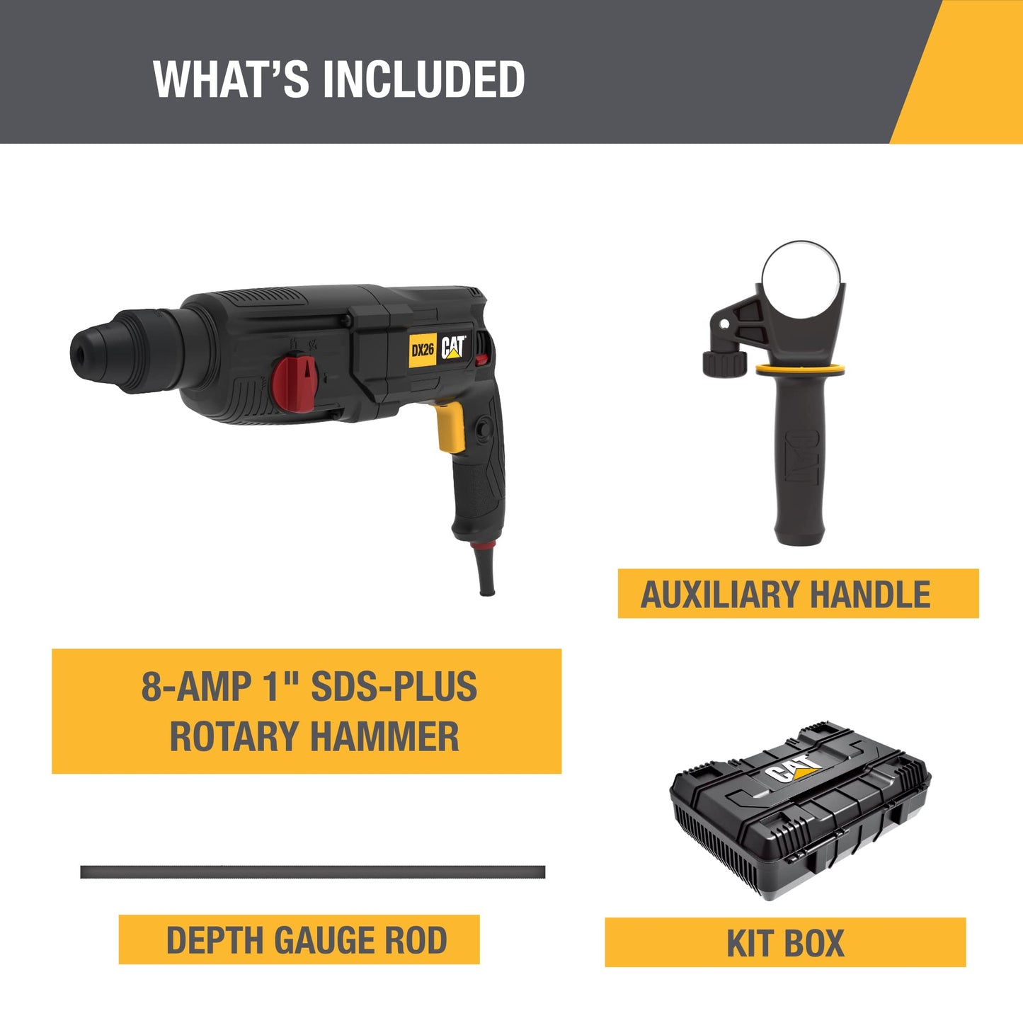 Caterpillar Cat® Corded 1" SDS-Plus Rotary Hammer Drill 8-AMP- DX26U