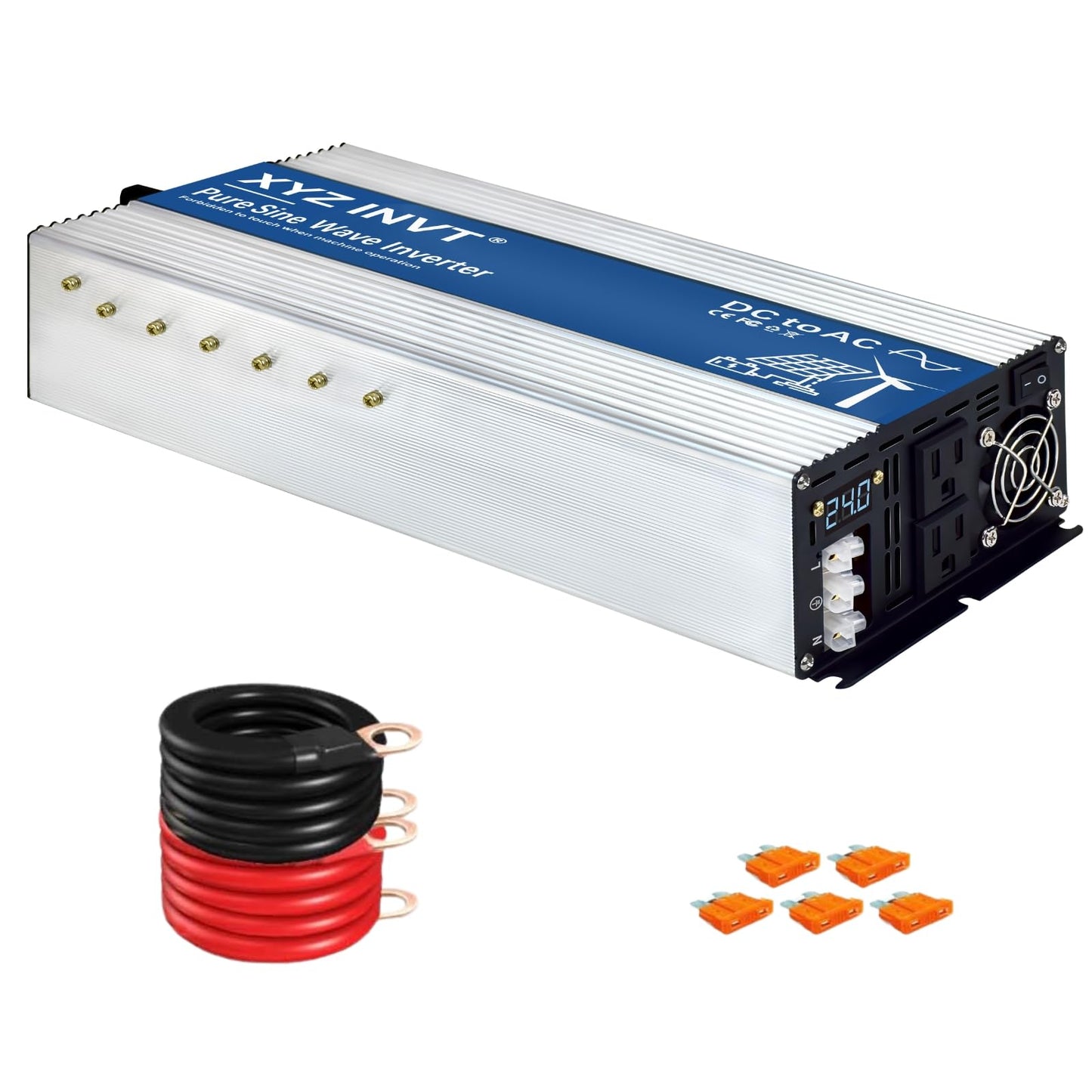 XYZ INVT 3000W Pure Sine Wave Inverter DC 12V to AC 110V 120V Power Inverter with Dual AC Outlets & Hardwire Terminal & LED Display for Solar,Home Backup Power,Outdoor Over 90% Efficiency