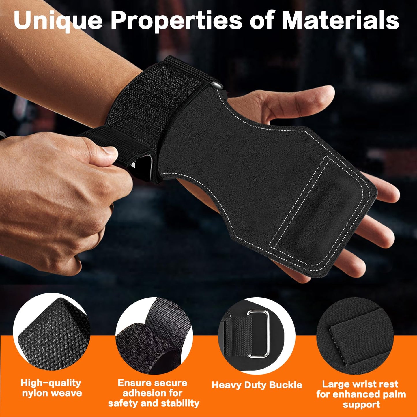 Weight Lifting Wrist Strap, Double-Layer Leather Wrist Straps for Gym Strength Training Weightlifting,Deadlift and Powerlifting, Enhance Grip Strength Neoprene Padding Gym Workout Lifting Straps Pair Black