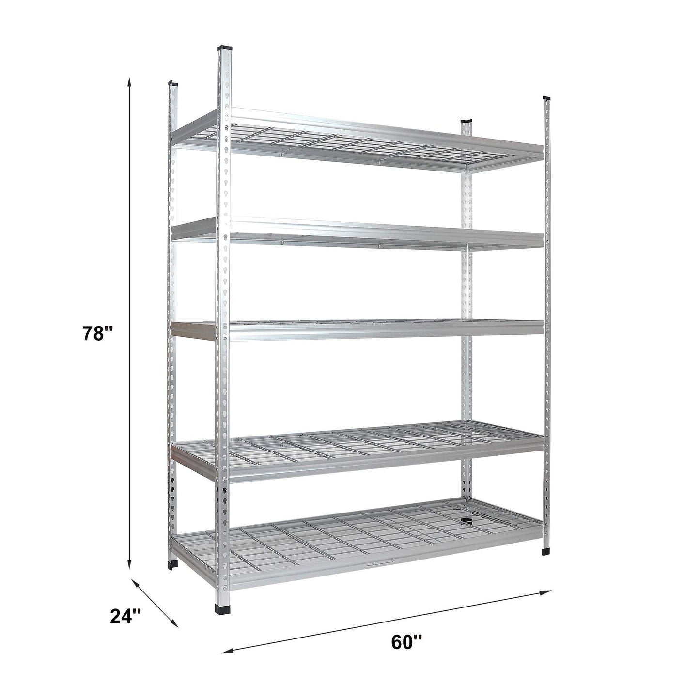 Amazon Basics Heavy Duty 5 Shelf Storage Shelving Unit, High-Grade Aluminum, Shelves, Adjustable Height, 60" x 24" x 78", Silver