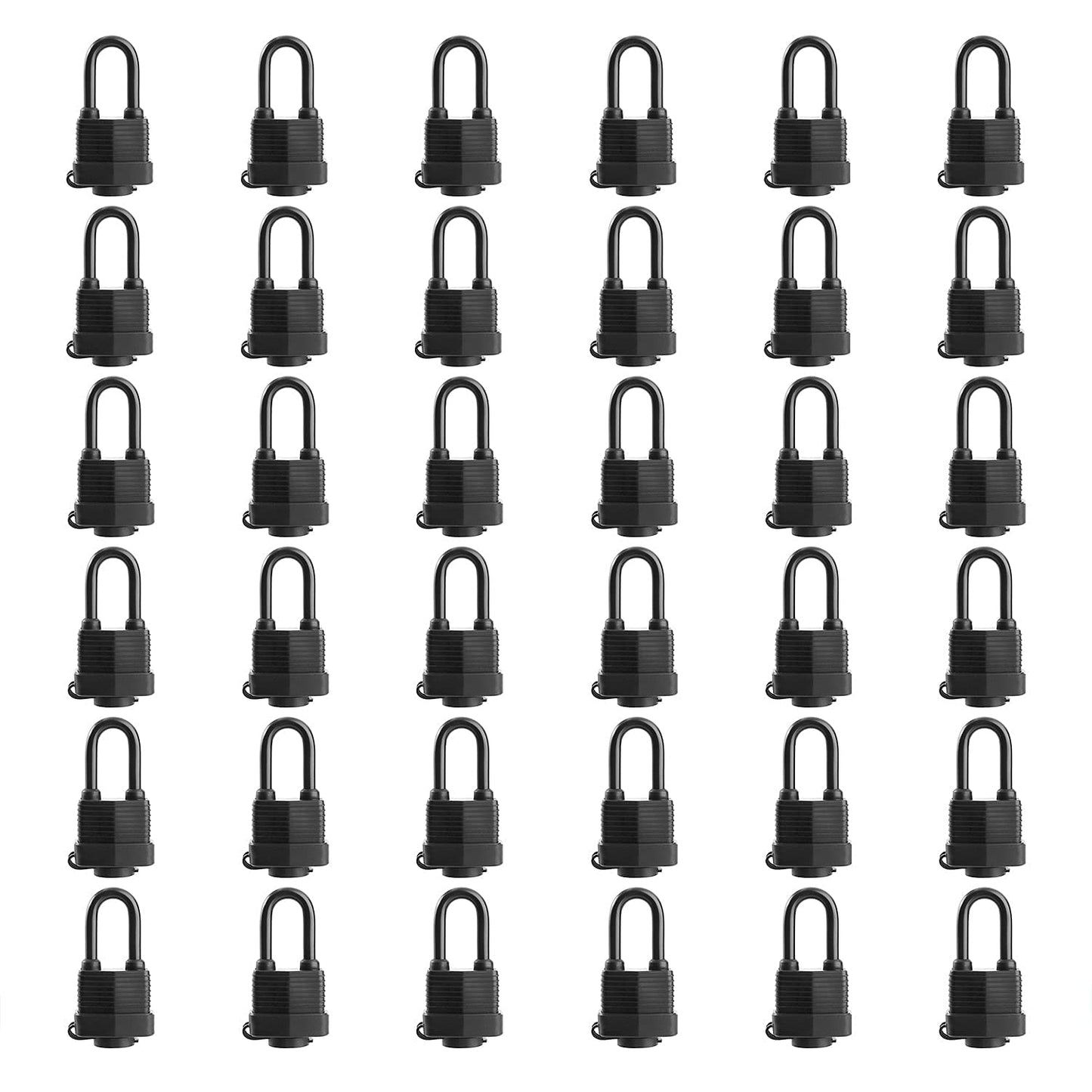 SafiSwords Waterproof Padlocks Keyed Alike for Outdoor use, Covered Heavy Duty Laminated Steel Lock, 1-9/16 Inch. Wide, Long Padlock, Pack of 36