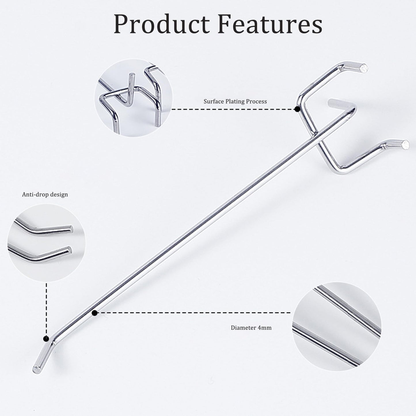 Wohegyy pegboard Hooks, Heavy Duty Peg Board Organizer Accessories,Metal Hooks for pegboard,peg Board Hooks for Hanging for 1/4" Pegboard Hanging Tools Garage (90 Pack)