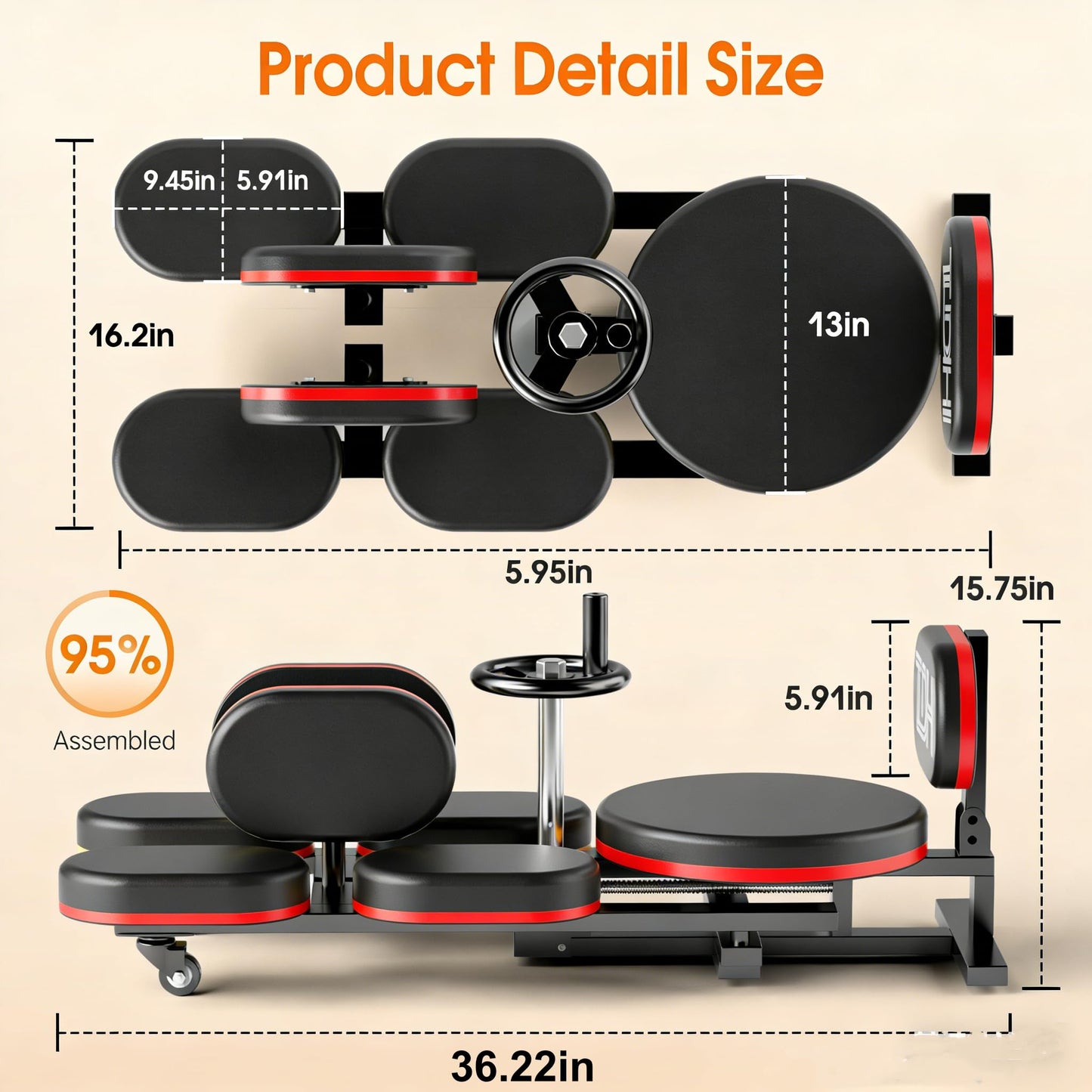 TDH Leg Stretcher, 220LBS Stretcher Machine,200° Adjustable Split Machine, Flexibility Stretching Equipment to Relieving Leg Muscl,Exercise for Everyone (Red)