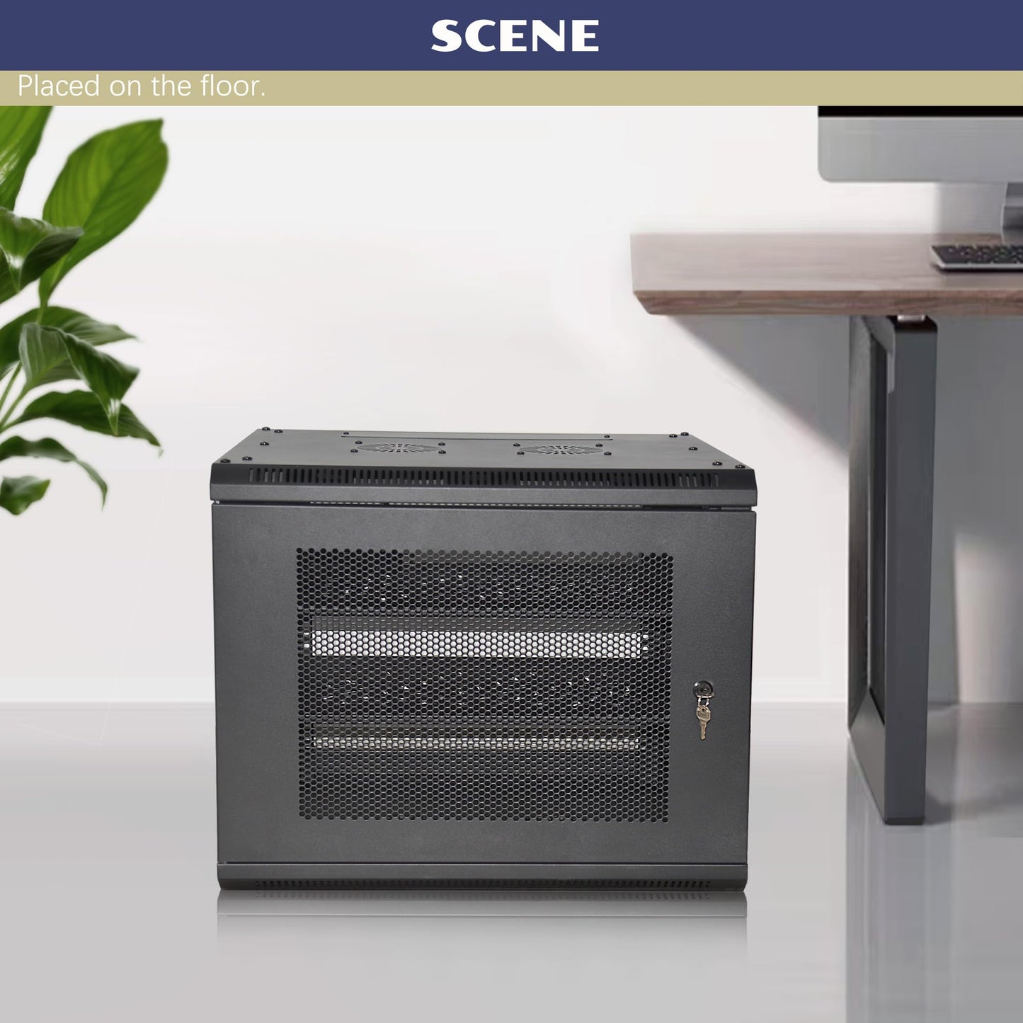 OCEANHUG 9U Wall Mount Server Cabinet with A Lockable Front Vented Door, Cooling Fans, Removable Side Panels - 60cm Depth, 19" Network Rack Including 2 PCS Full-Size Rack Shelves for IT Equipment
