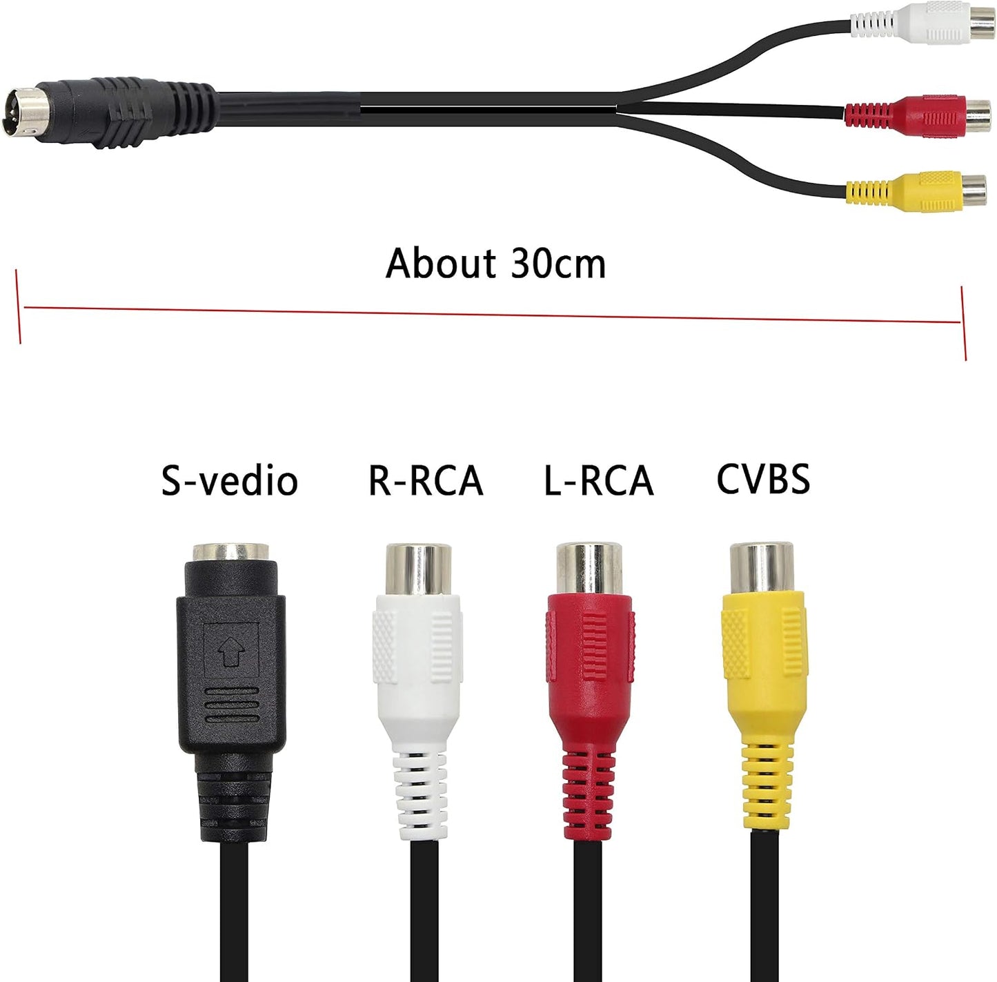 4 3 (27cm) Pin S-Video to RCA AV Female Cable for TV PC Computer Video AV Projector for Video TV Laptop Adapter Cable