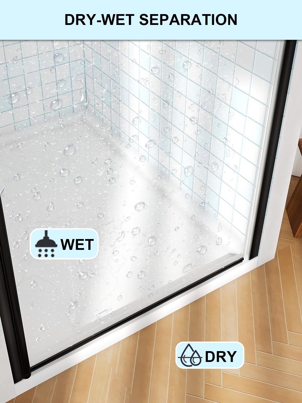 Frameless Pivot Shower Door, 34-35.4" W x 72" Single Panle Shower Doors, 1/4" (6mm) Thick Tempered Clear Glass with Explosion-Proof Film & Nano Coating Shower Doors for Walk in Shower (Matte Black)