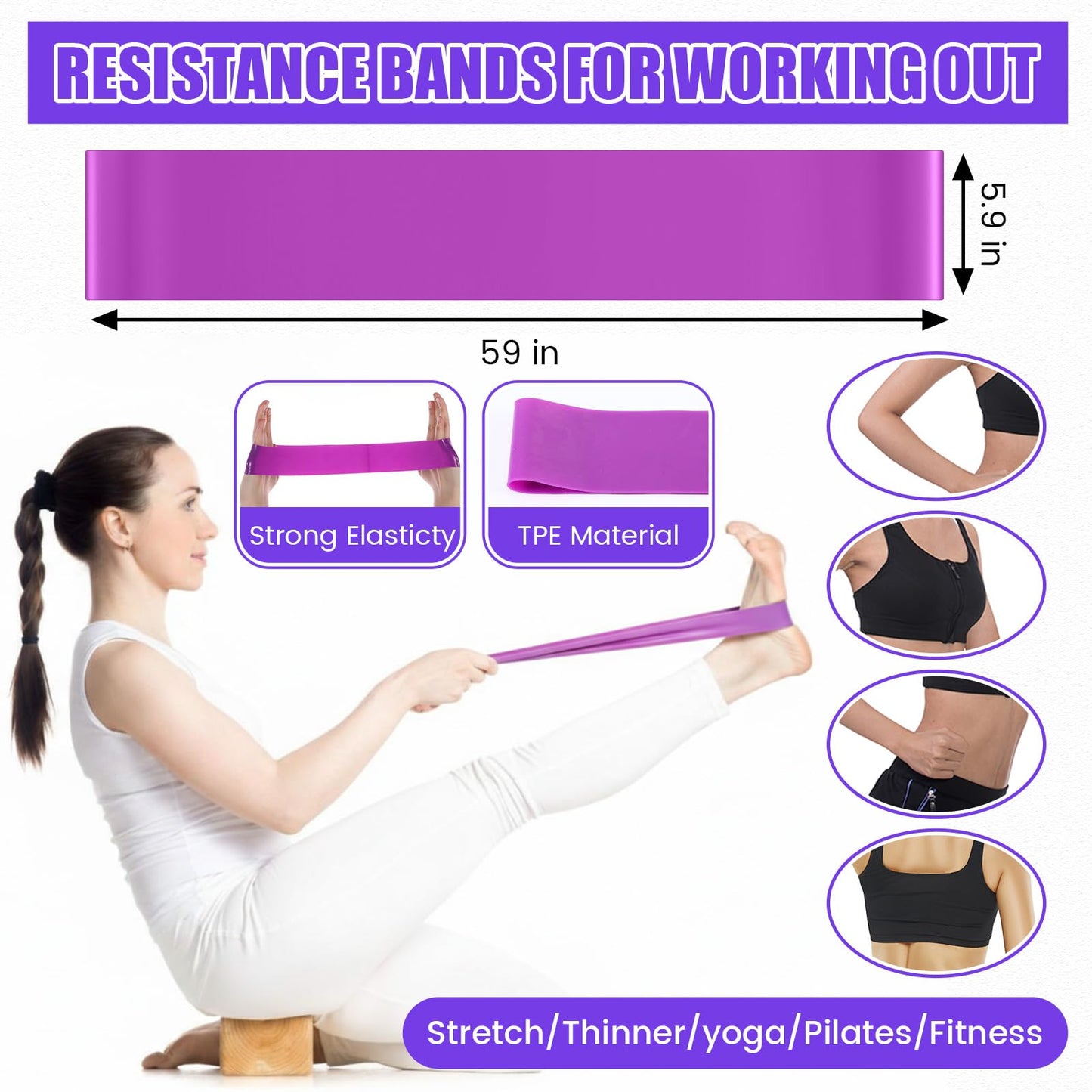 Teyva Daily 40 Pcs 9 Inch Bulk Pilates Balls Resistance Bands Set 20 Mini Bulk Exercise Balls Yoga 20 Resistance Loop Exercise Bands for Stability Fitness Physical Strength Office Training Gym(Purple)