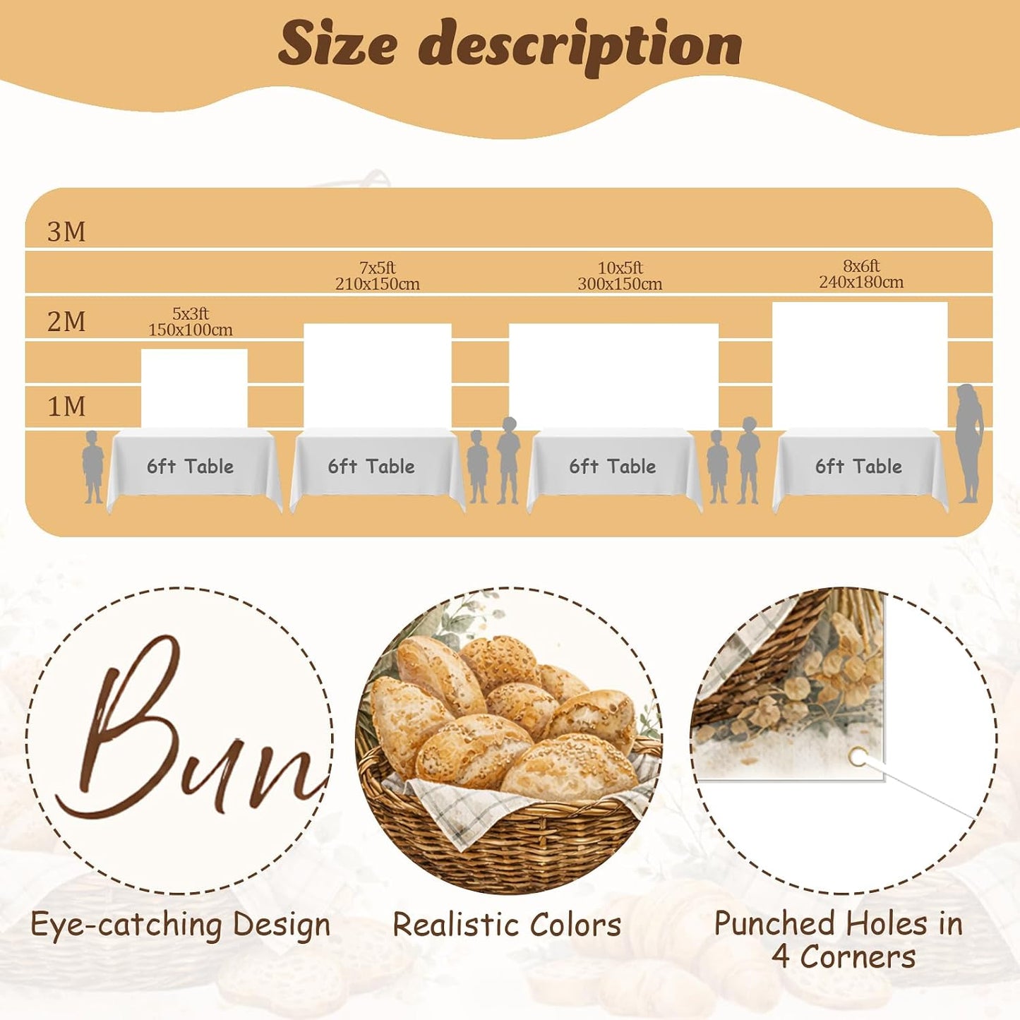 ZestZing 5 3ft There's a Bun in The Oven Backdrop Bun in The Oven Baby Shower Party Decorations Rustic Bakery Bread
