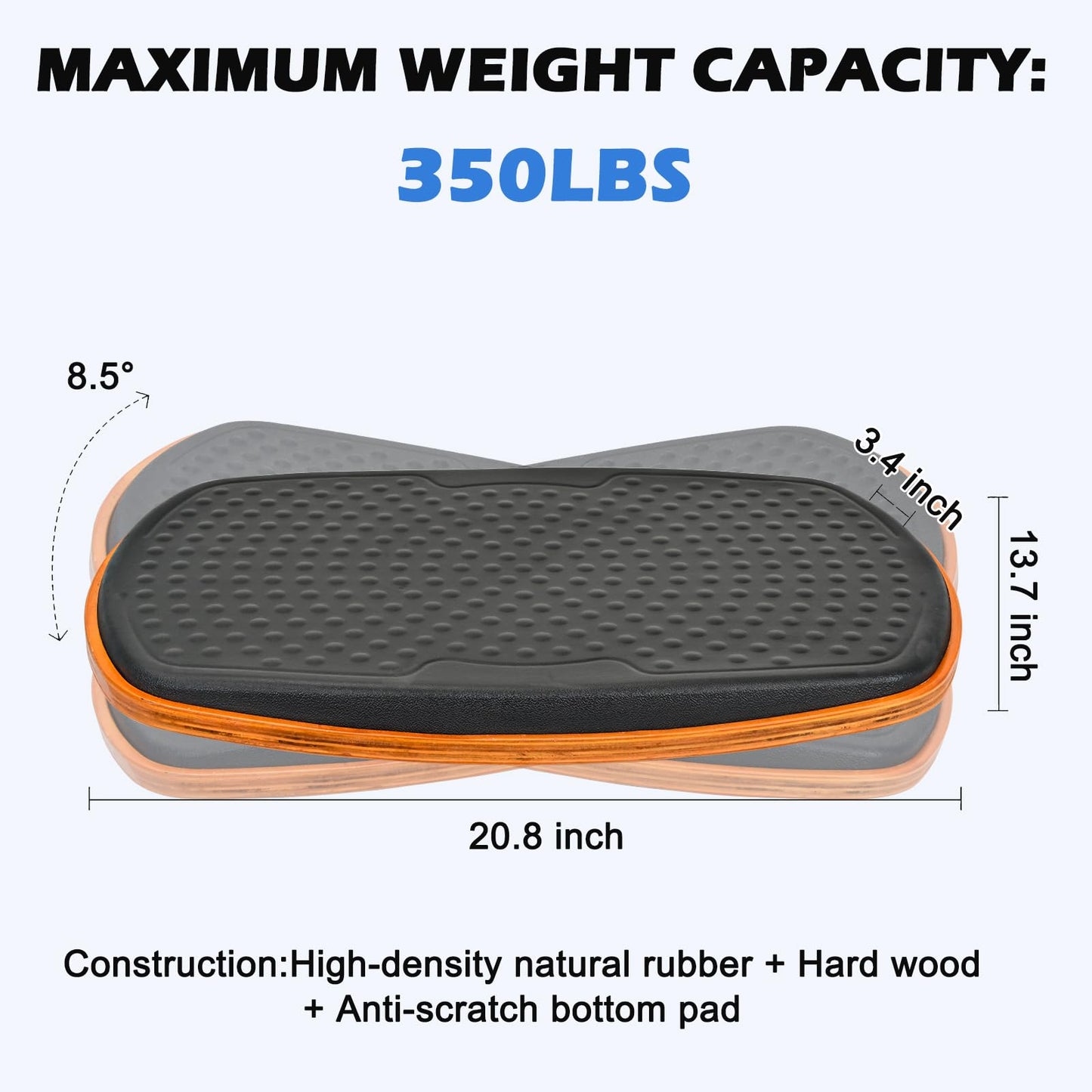 Ergohead Standing Desk Anti Fatigue Mat Balance Board, 360° Rotation Exercise Wooden Wobble Board Stability Rocker Perfect for Office, Workstation, Home, Gym, Kitchen