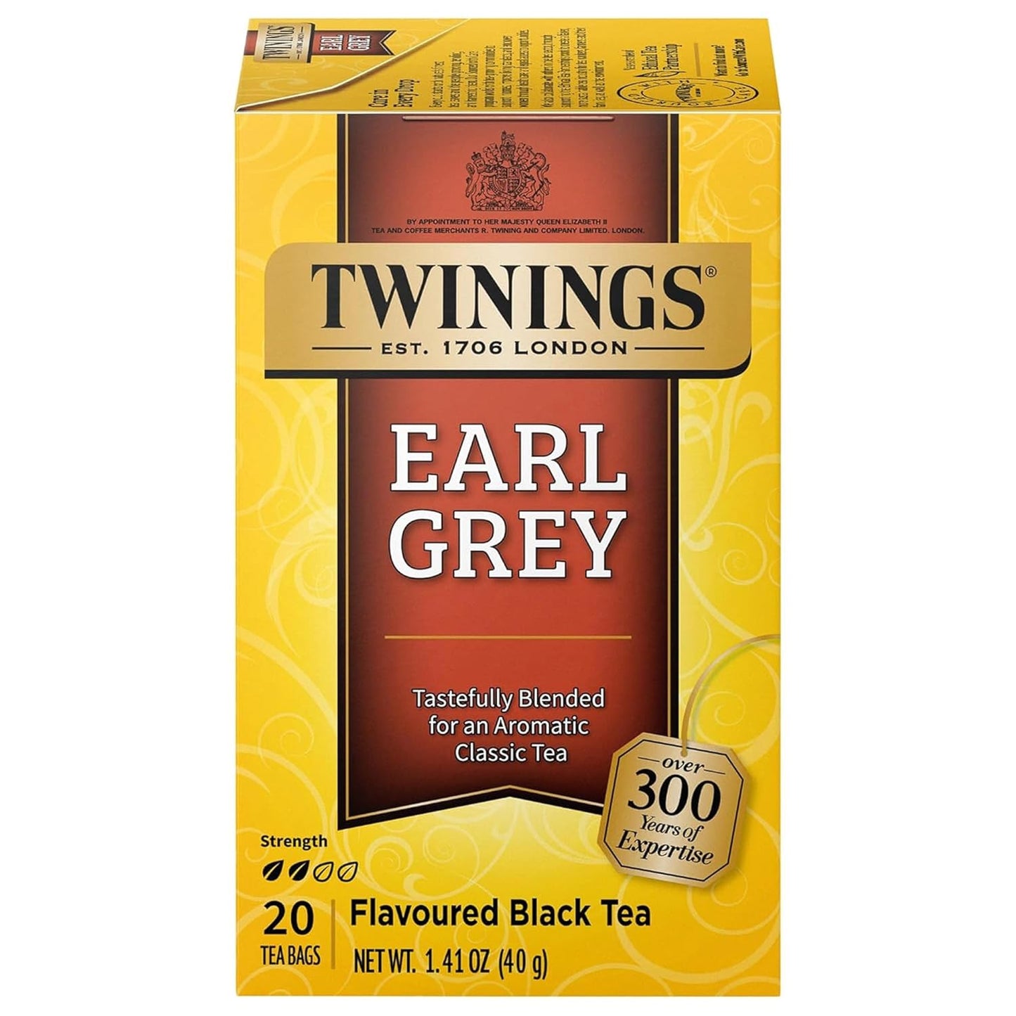 Twinings Earl Grey Black Tea - Individually Wrapped Bags with Citrus & Bergamot Flavor | 20 Count