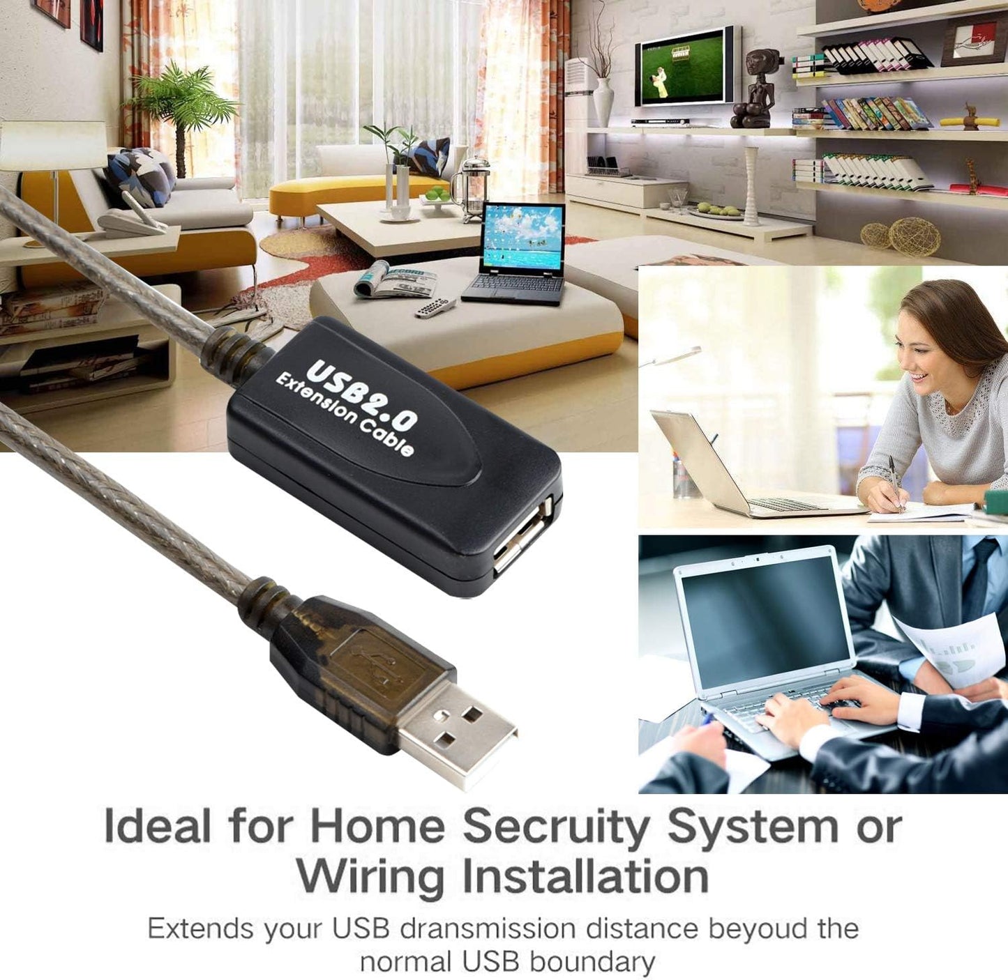 LDKCOK 2.0 480 (15FT-5M) USB Type A Male to A Female Active Repeater Extension Cable High Speed Mbps