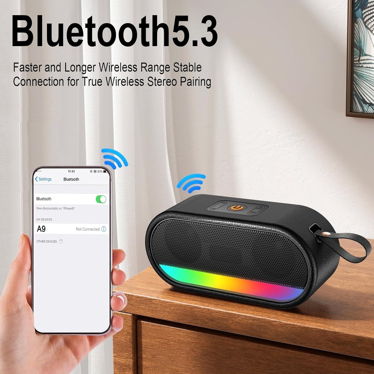 Dyurwa 24W 5.3, 10H IPX6 Bluetooth Speaker with Dual Speaker, HD Loud Sound, Portable Outdoor Wireless Punchy Bass