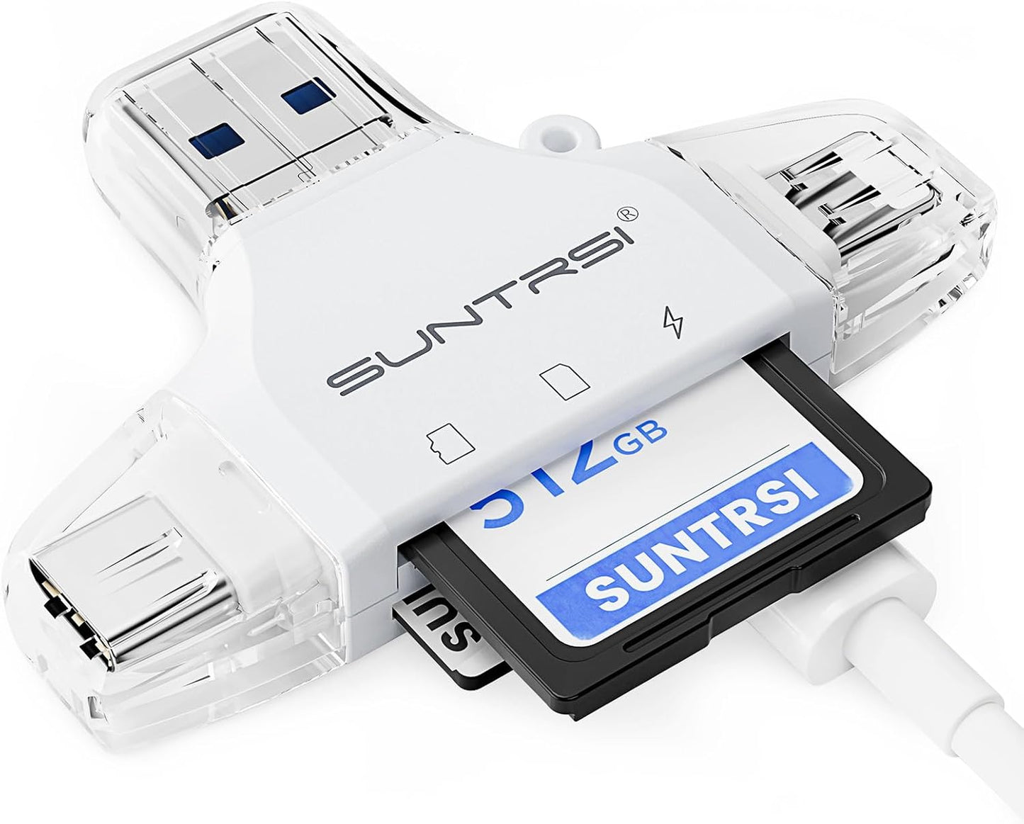 SUNTRSI 4 1 SD/Micro SD Card Reader for iPhone/ipad/Android/Mac/Computer/Camera,Portable Memory Card Reader in Micro SD