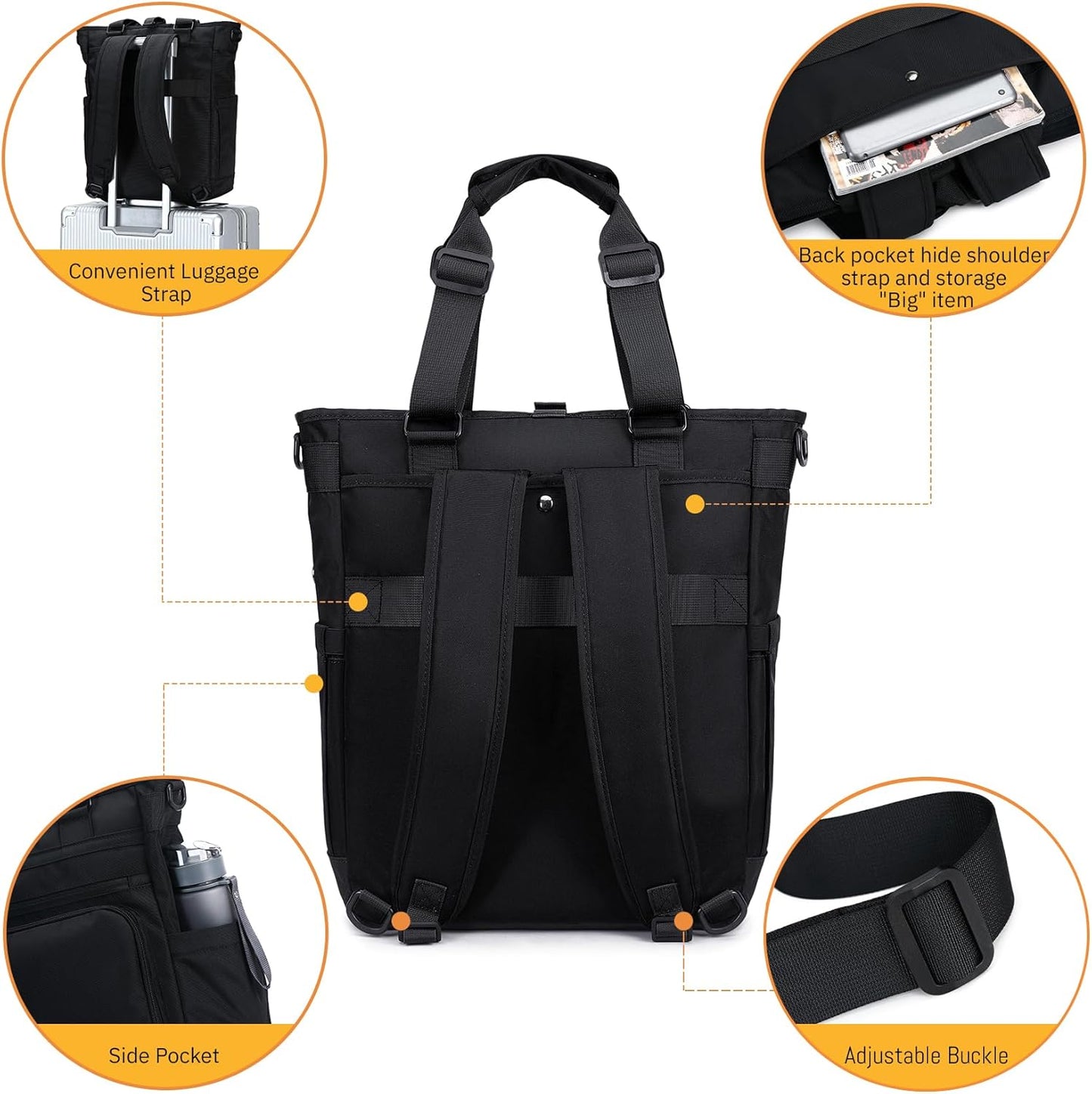 Backpack Backpack, 15.6" mygreen Tokyo Tote Messenger Convertible Tote Bag and Fits Laptop