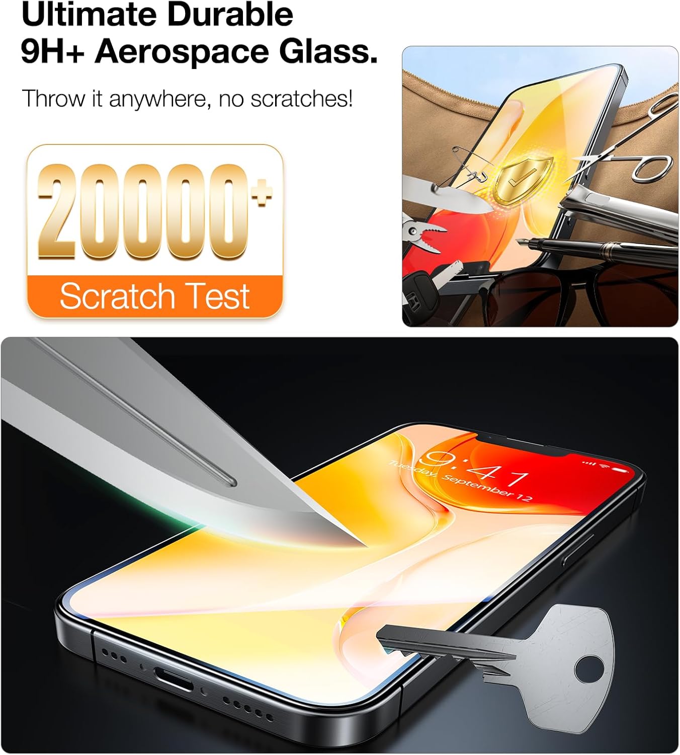 17e/16e/14/13 Pro/13 [NO.1 [12 9H+ 2 Pack 6.1 inch TORRAS Unbreakable for iPhone Screen Protector Military-Grade] FT