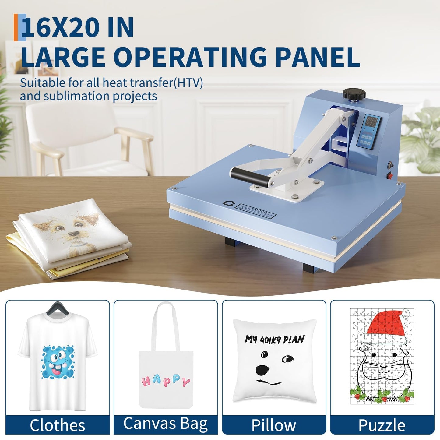 Heat Press Machine for t-Shirt, 16X20 in Digital Heat Transfer Press with Adjustable Pressure, Fast Heating Manual Press for Sublimation