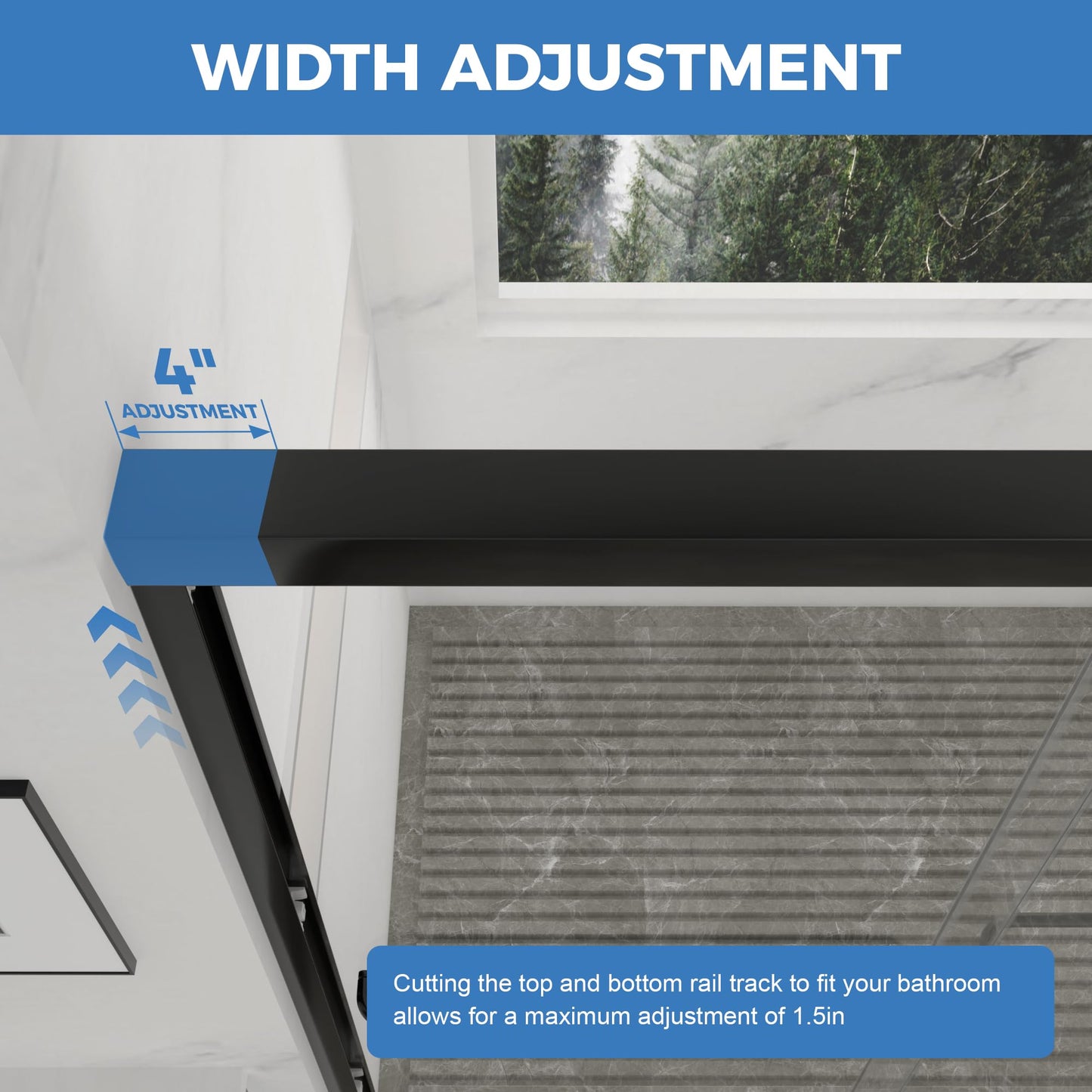 BoBliss 44-48" W x 72" H Double Sliding Shower Door, Semi-Frameless Shower Door with 1/4''(6mm) Clear Tempered Glass, Aluminum Alloy Frame and 304 Stainless Steel Door Handle, Matte Black