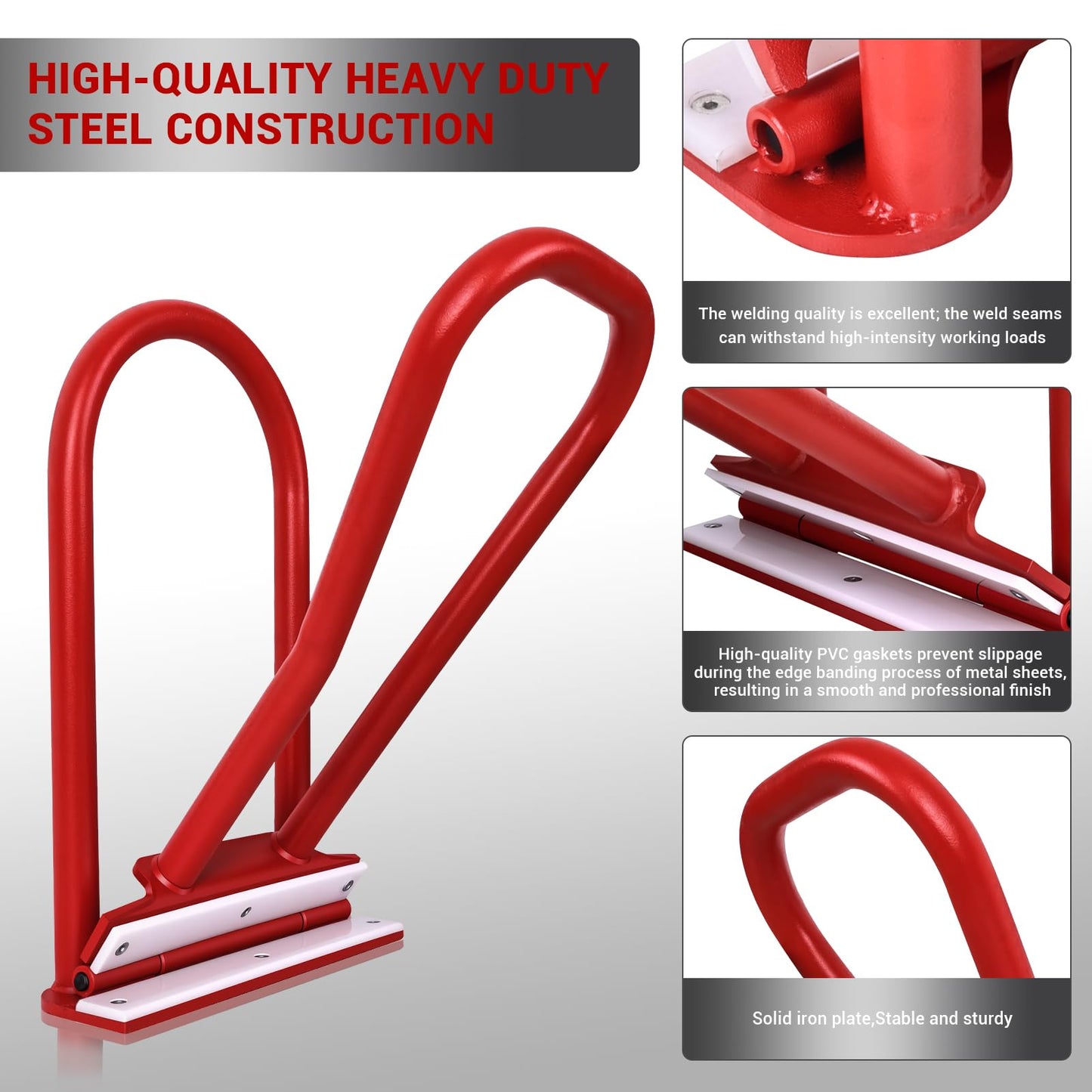 Standing Seam Roofing Tools HTSL25E2, Roof Eaves Seam Bender with PVC Insert, Metal Roofing Drip Edge Folding Tool for Roofer and Sheet Metal Worker, High-strength Metal Eaves Seam Locker(Red)