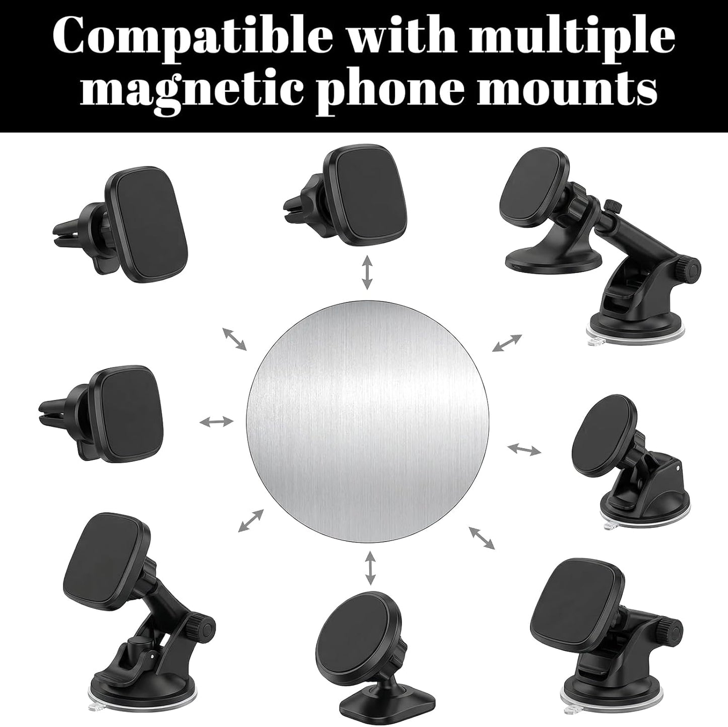 Azefnuhk 14 Pcs Strong Sticker Base for Magnets, Round Magnet, Phone Metal Plates for Magnetic Car Mount, Universal