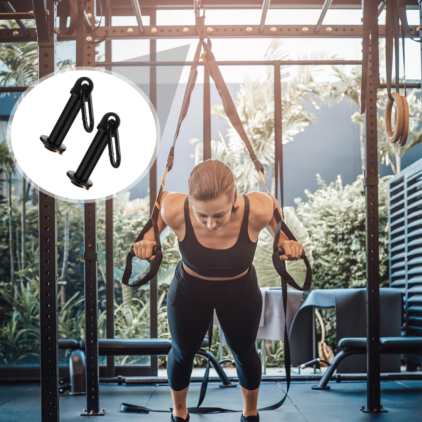 Lasnten 2 Pack Power Cage Squat Rack Home Gym Equipment Attachments Accessory Fits 3x3 Rack with 1" Hole for Power Strength Training Workouts