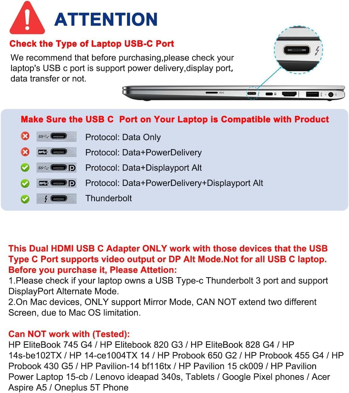 Aibilangose 10 1 HDMI/VGA/PD/USB/SD/TF/3.5mm Docking Station Dual Monitor, USB C to Dual HDMI Adapter, Computer Docking