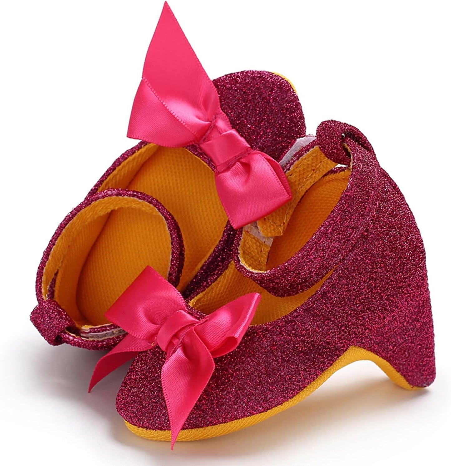 Doloame Baby Girls Princess High Heels with Cute Bowknot Soft Sole Crib Shoes Newborn Photography Props