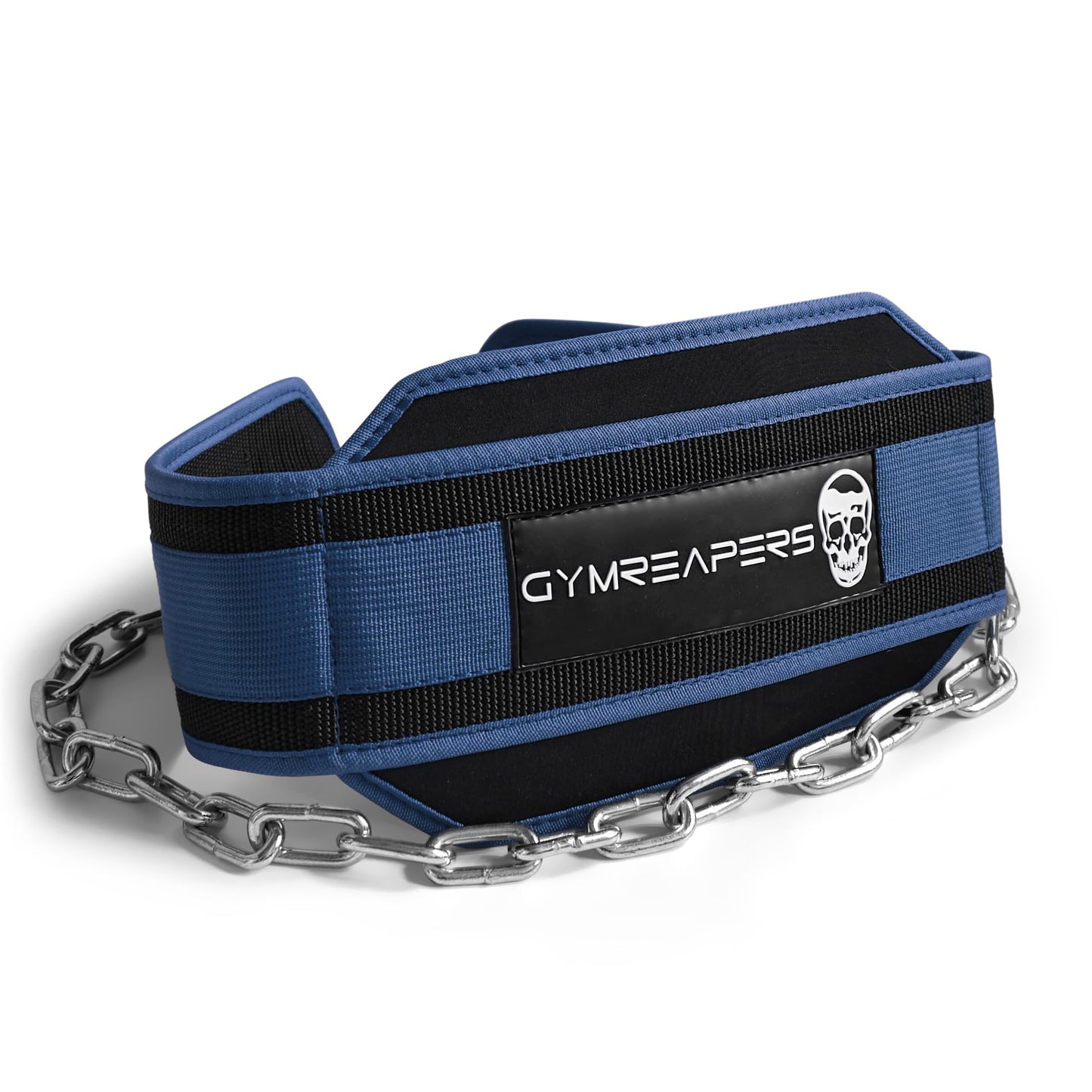 Gymreapers Dip Belt With Chain For Weightlifting, Pull Ups, Dips - Heavy Duty Steel Chain For Added Weight Training (Navy)